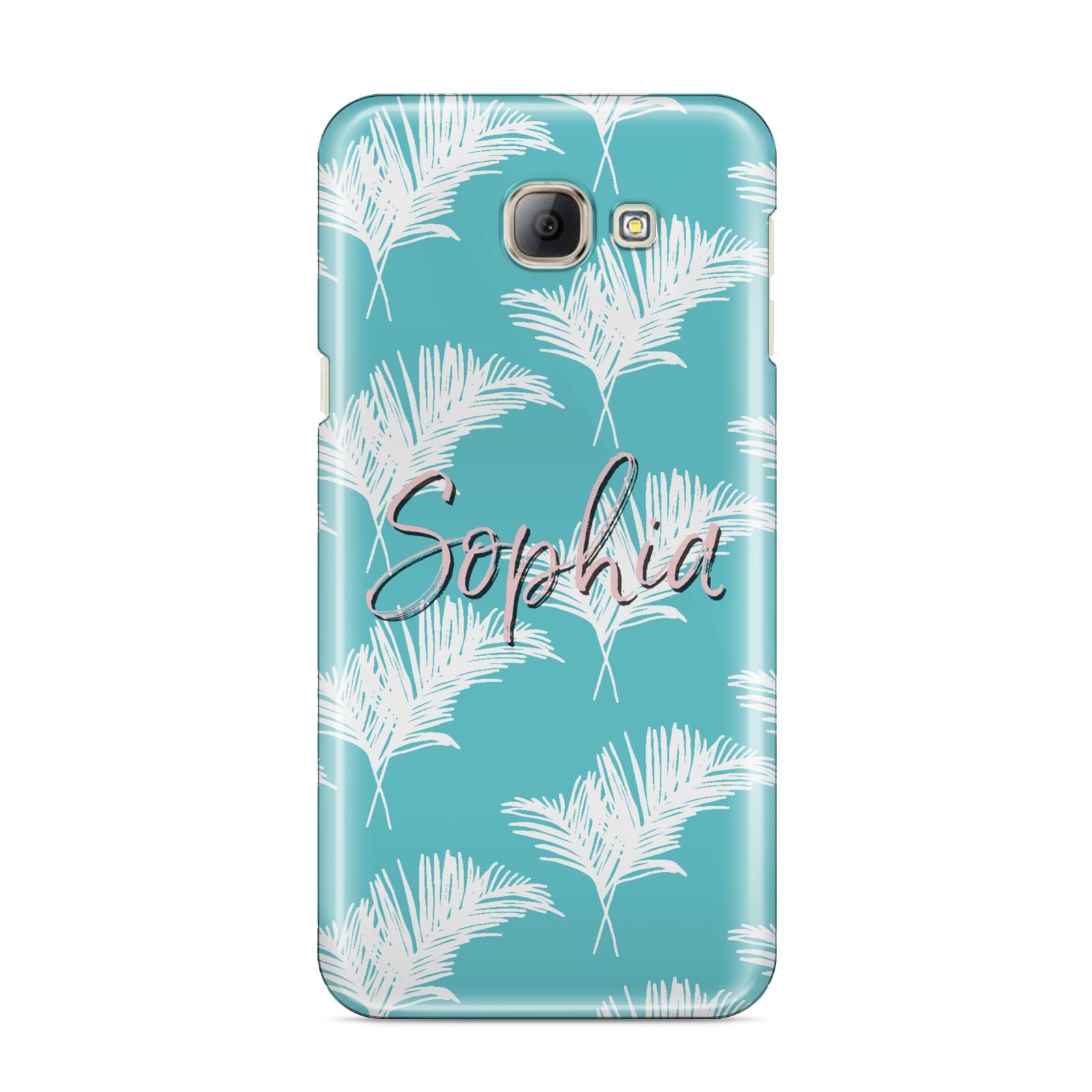 Personalised Blue White Tropical Foliage Samsung Galaxy A8 2016 Case