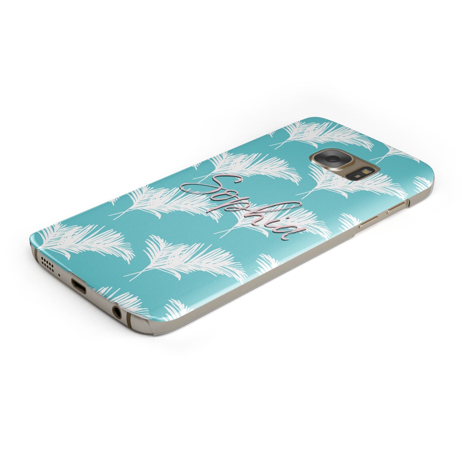 Personalised Blue White Tropical Foliage Samsung Galaxy Case Bottom Cutout