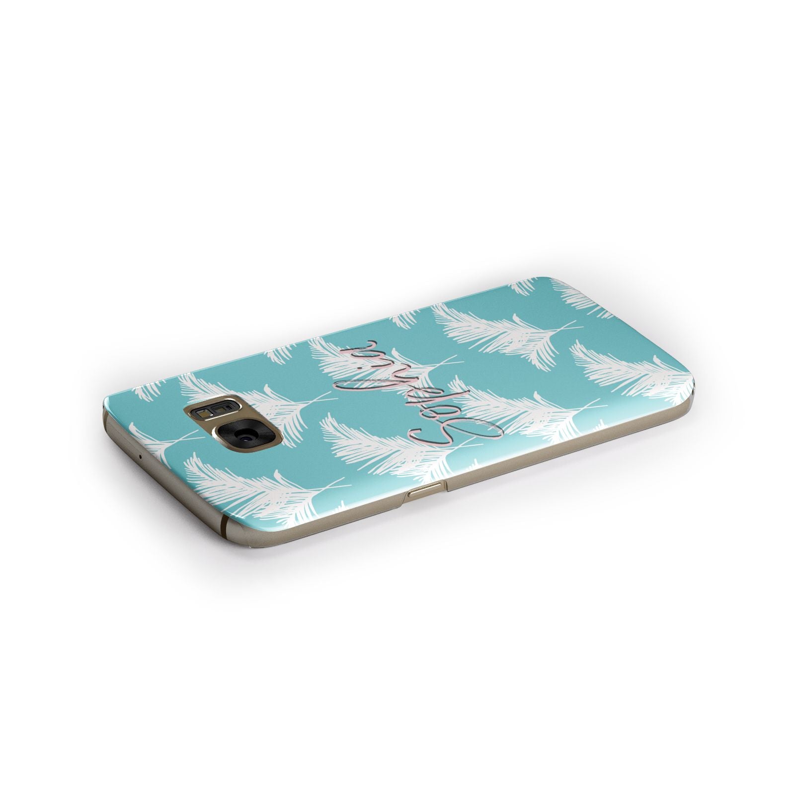 Personalised Blue White Tropical Foliage Samsung Galaxy Case Side Close Up
