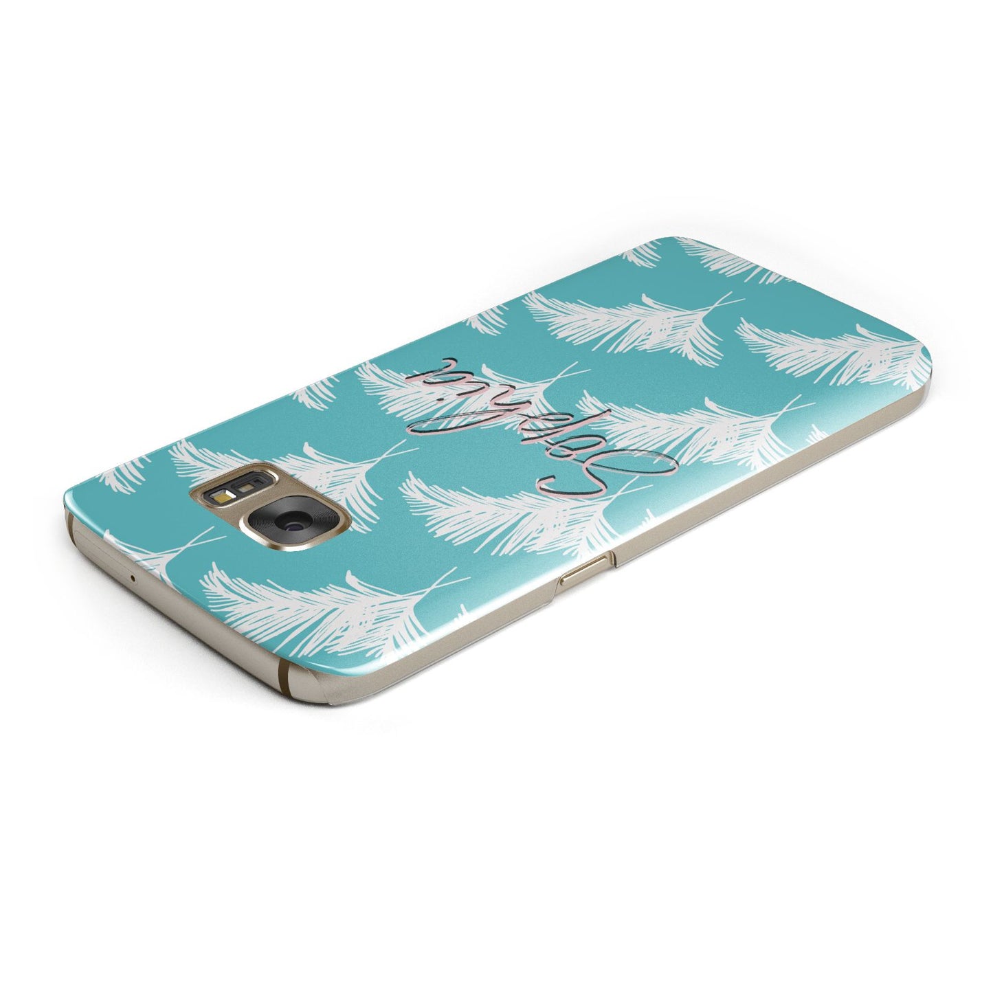 Personalised Blue White Tropical Foliage Samsung Galaxy Case Top Cutout