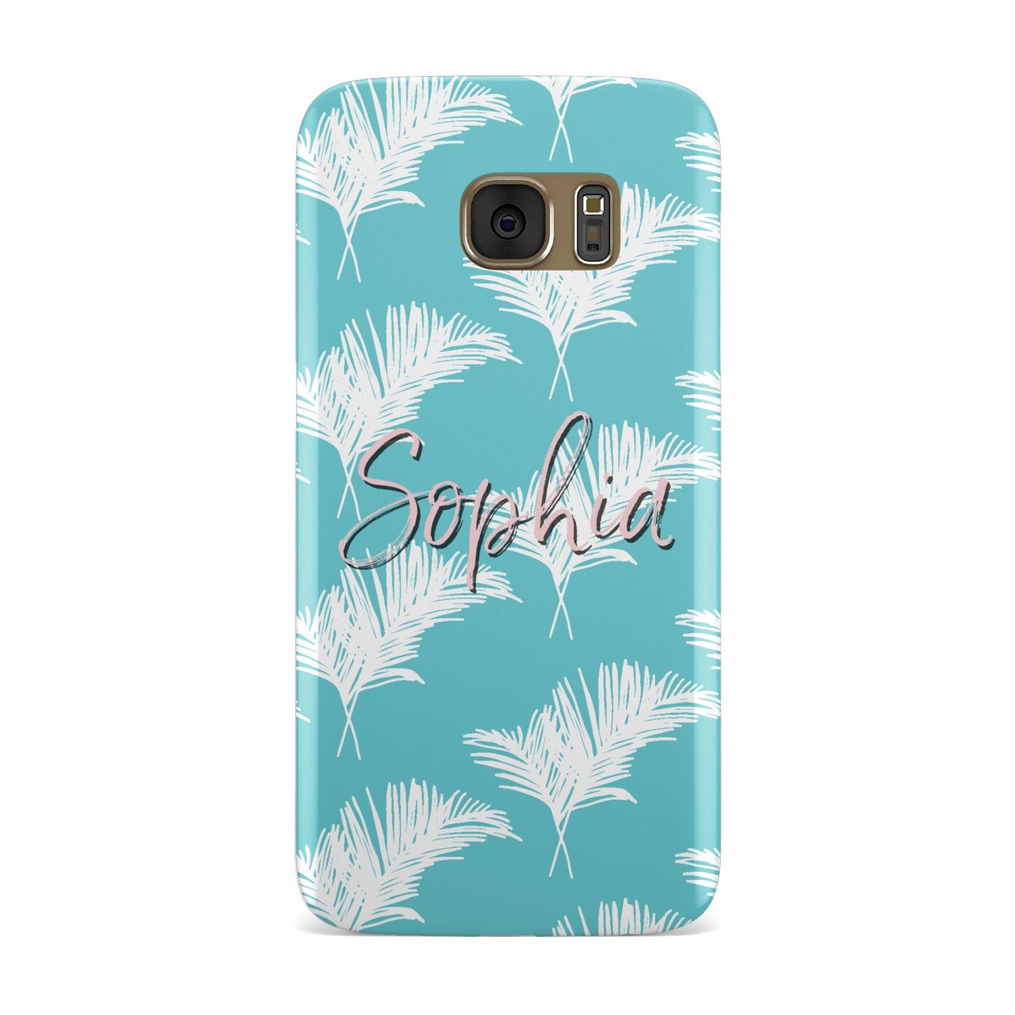 Personalised Blue White Tropical Foliage Samsung Galaxy Case