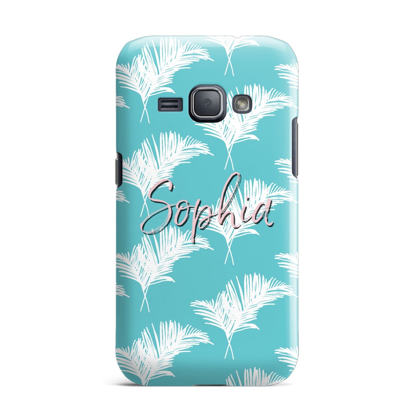 Personalised Blue White Tropical Foliage Samsung Galaxy J1 2016 Case