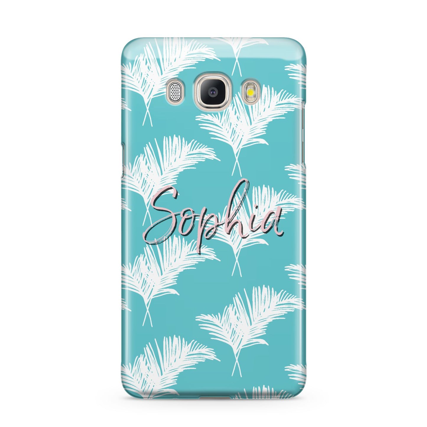 Personalised Blue White Tropical Foliage Samsung Galaxy J5 2016 Case