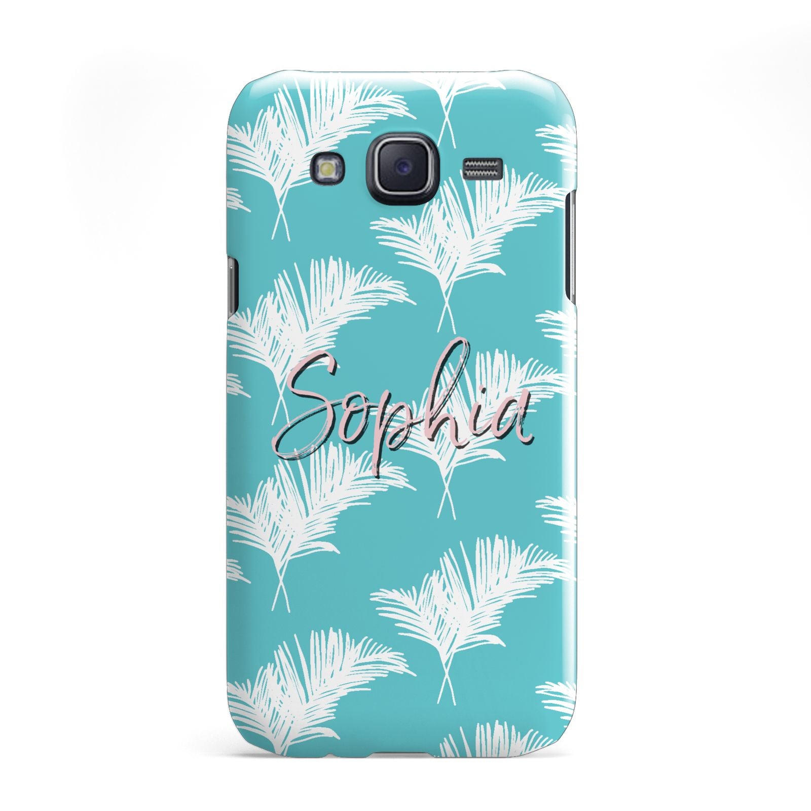 Personalised Blue White Tropical Foliage Samsung Galaxy J5 Case