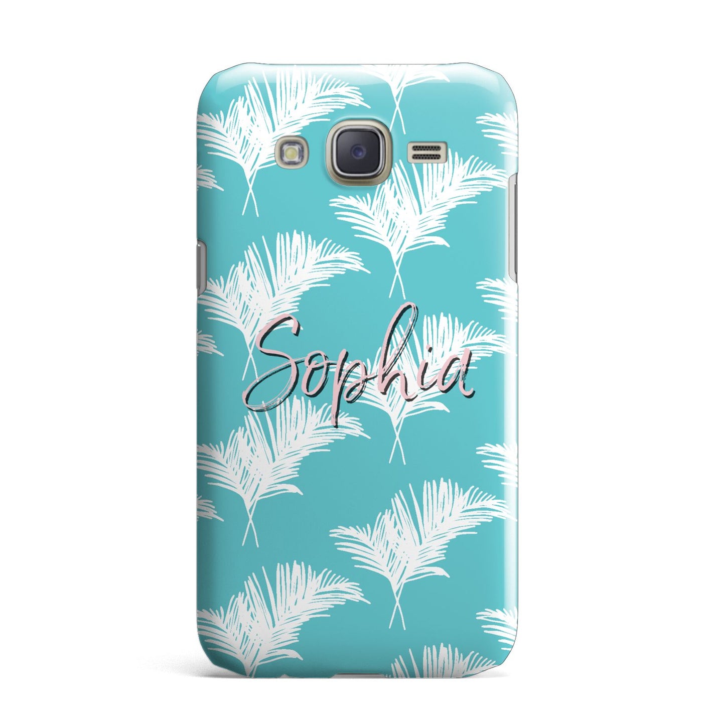 Personalised Blue White Tropical Foliage Samsung Galaxy J7 Case
