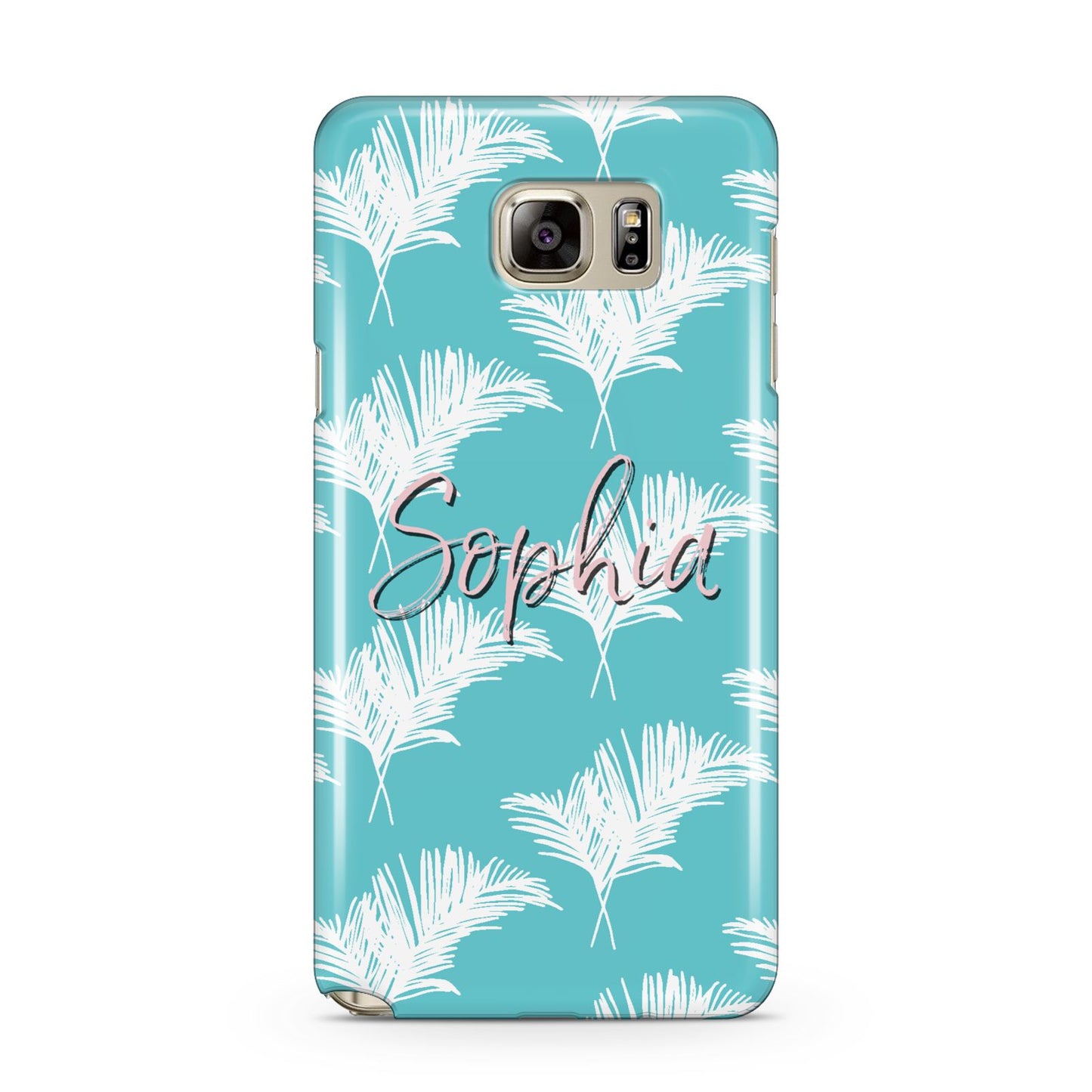 Personalised Blue White Tropical Foliage Samsung Galaxy Note 5 Case