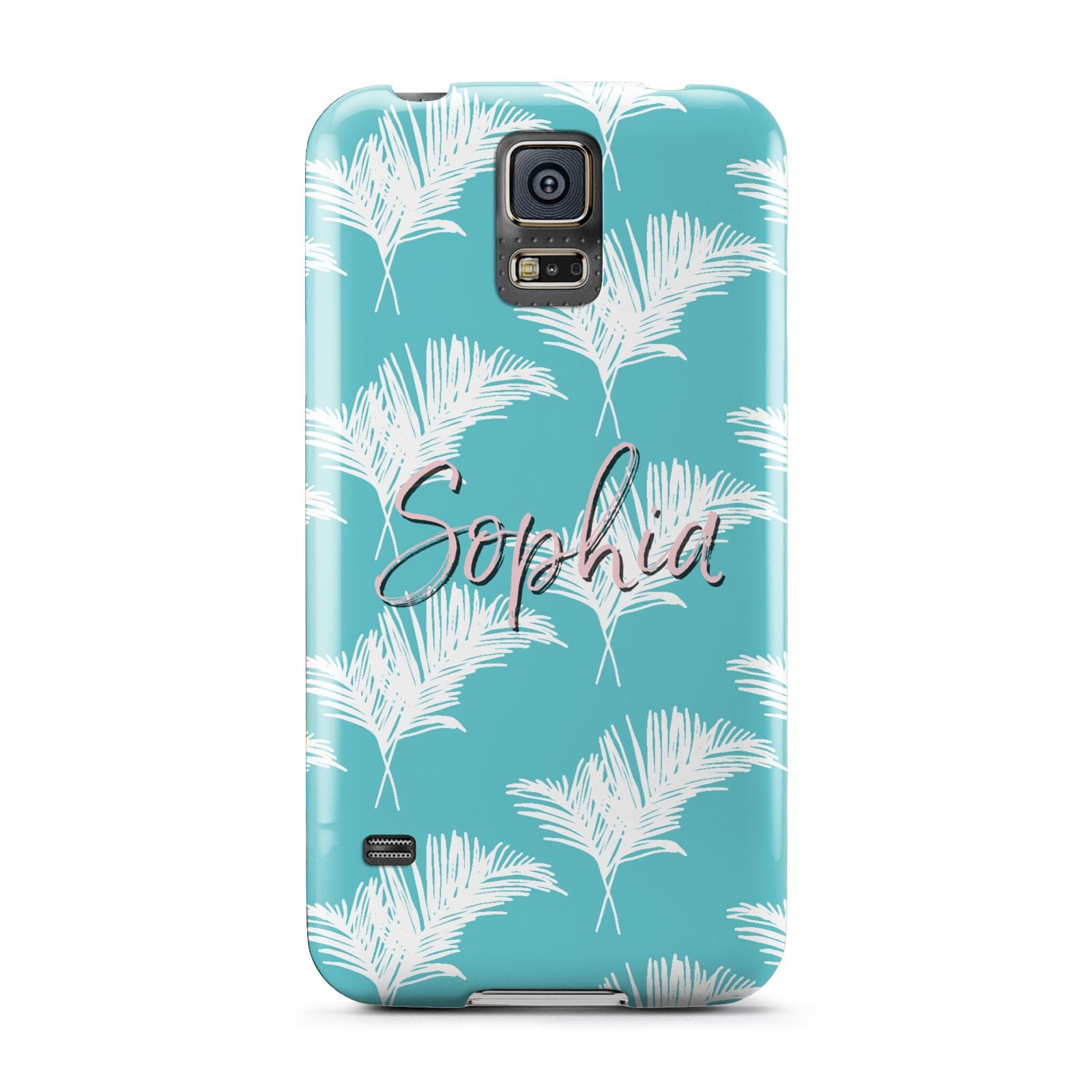 Personalised Blue White Tropical Foliage Samsung Galaxy S5 Case