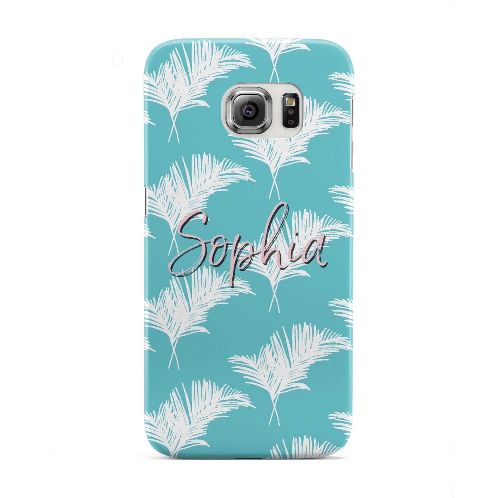 Personalised Blue White Tropical Foliage Samsung Galaxy S6 Edge Case