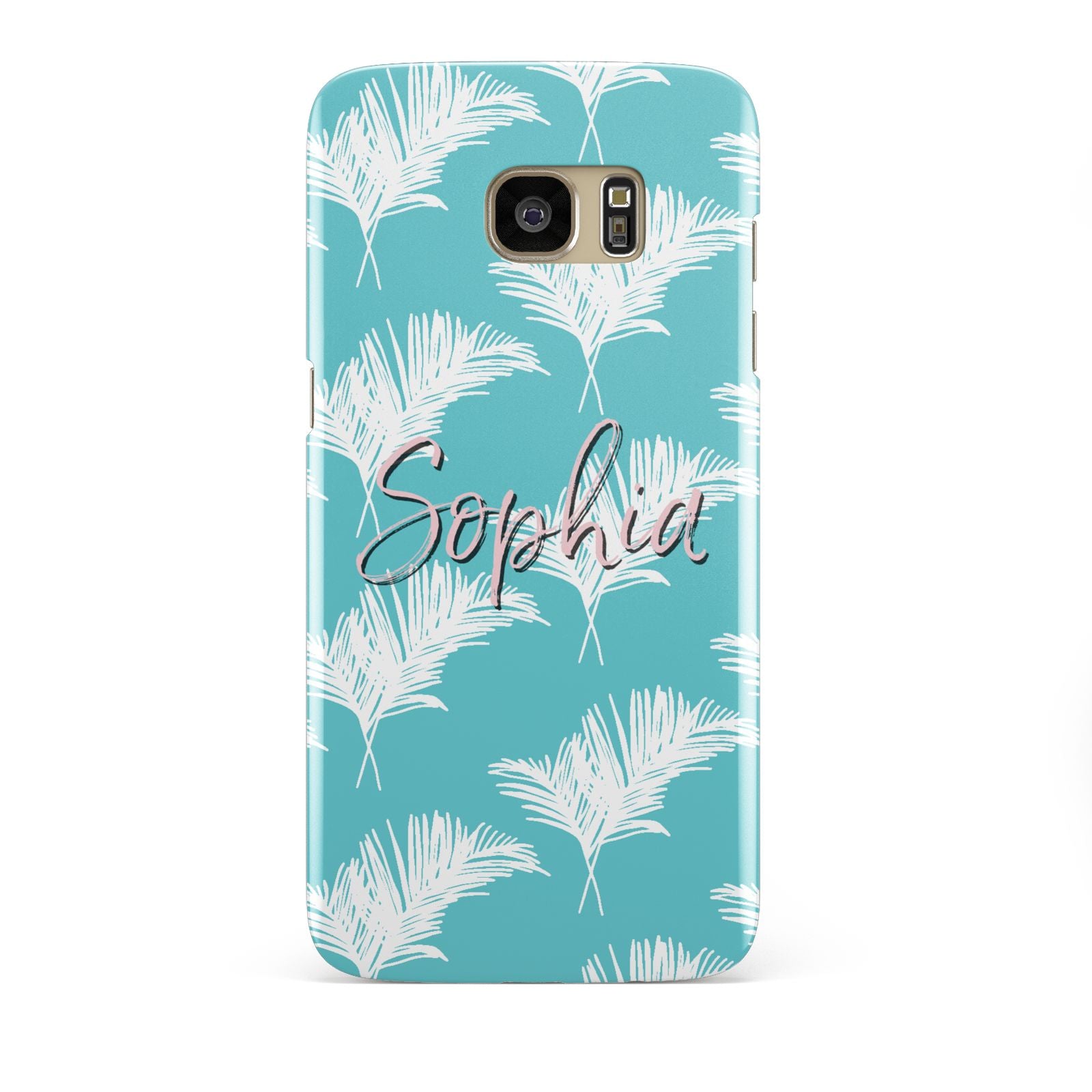 Personalised Blue White Tropical Foliage Samsung Galaxy S7 Edge Case