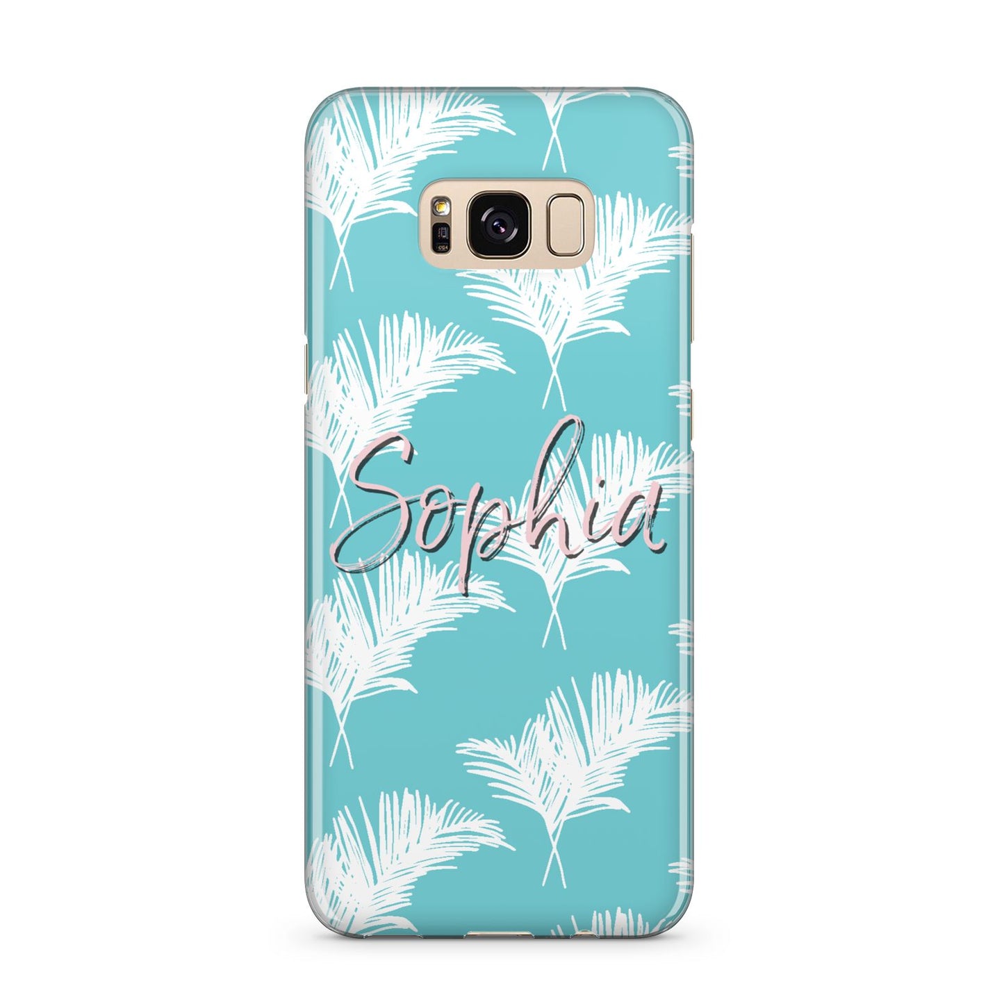 Personalised Blue White Tropical Foliage Samsung Galaxy S8 Plus Case