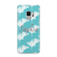 Personalised Blue White Tropical Foliage Samsung Galaxy S9 Case
