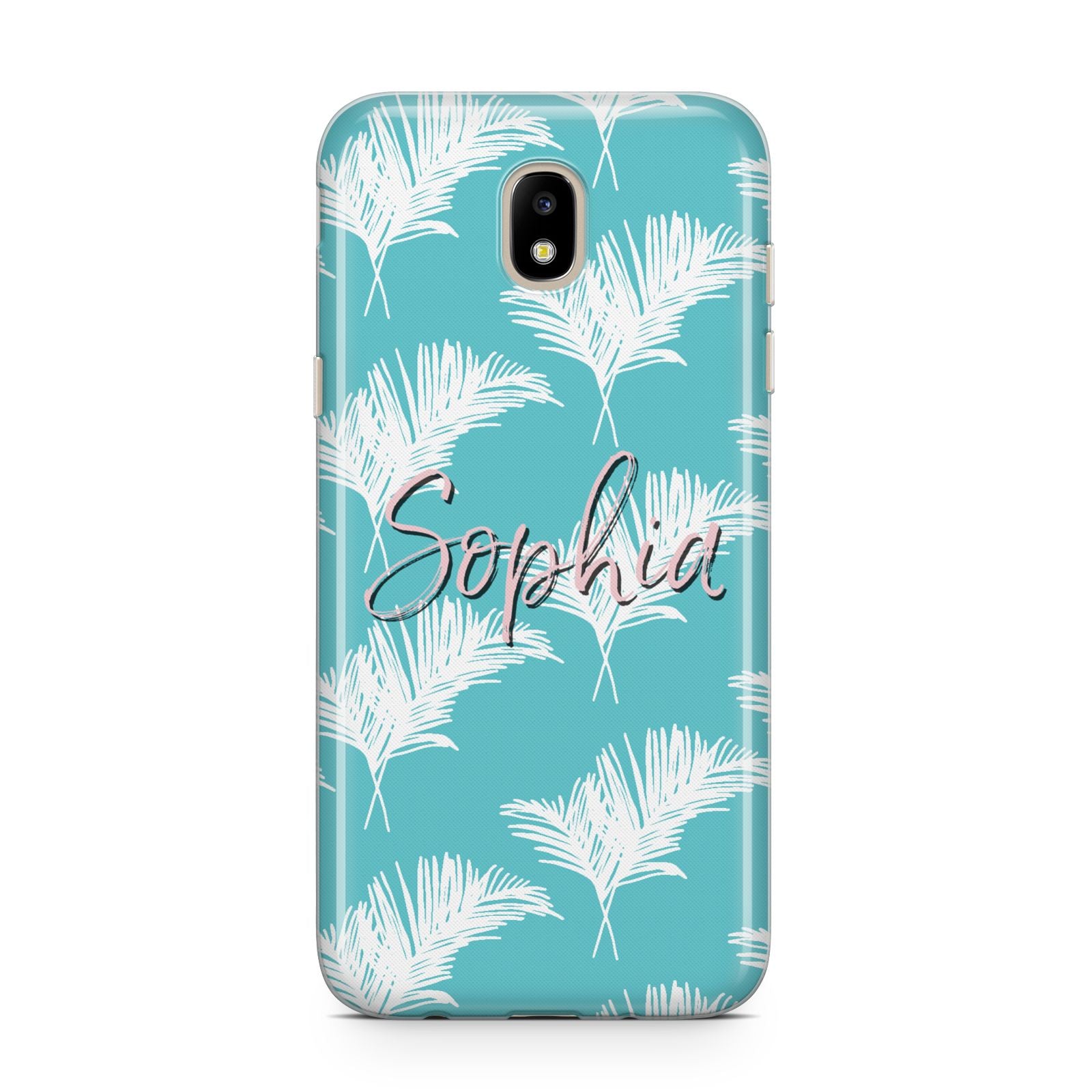 Personalised Blue White Tropical Foliage Samsung J5 2017 Case