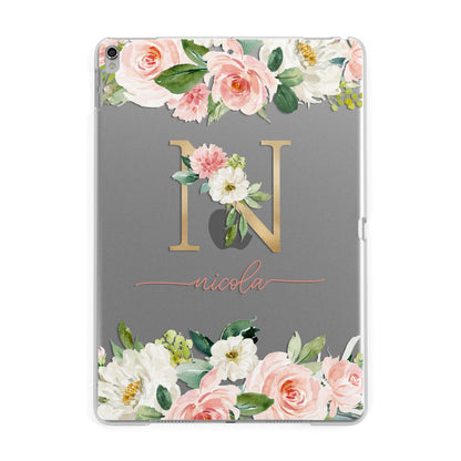 Personalised Blush Floral Monogram Apple iPad Silver Case