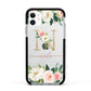 Personalised Blush Floral Monogram Apple iPhone 11 in White with Black Impact Case