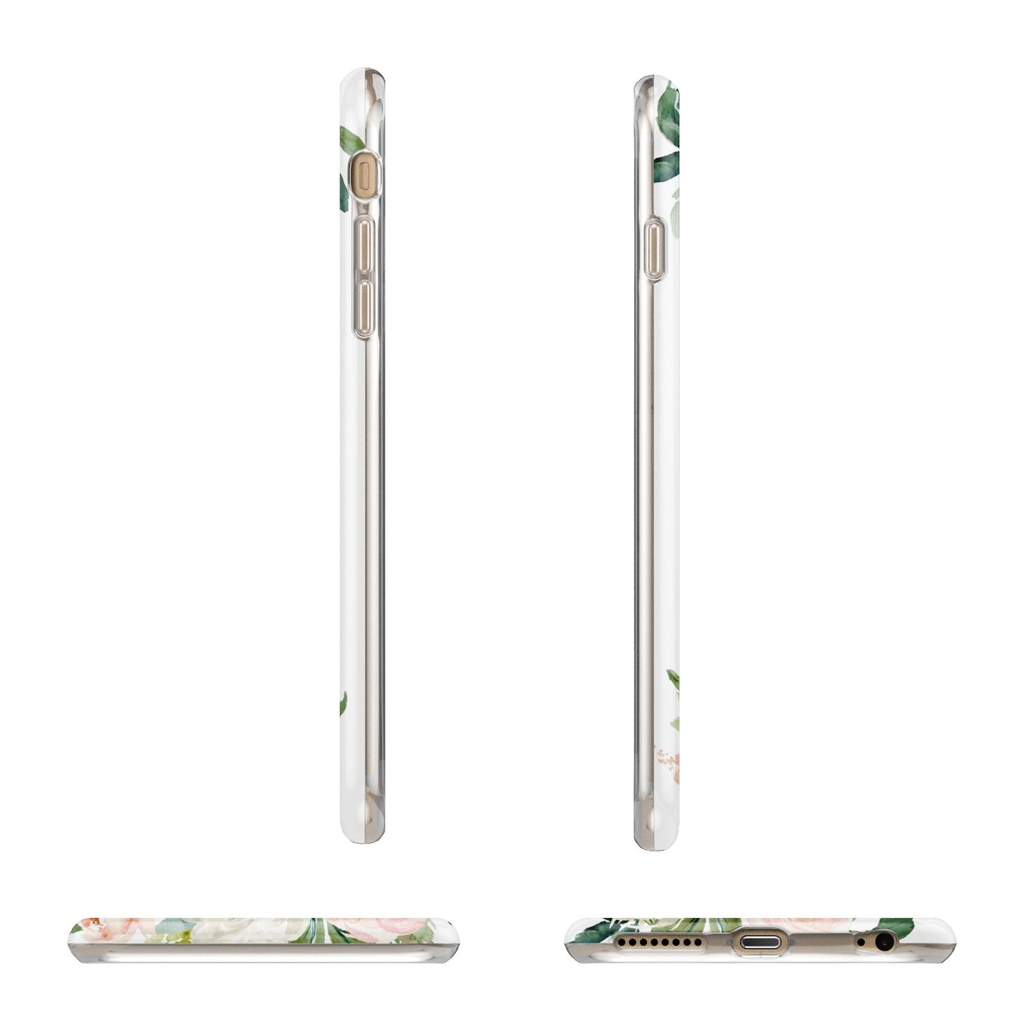 Personalised Blush Floral Monogram Apple iPhone 6 Plus 3D Wrap Tough Case Alternative Image Angles