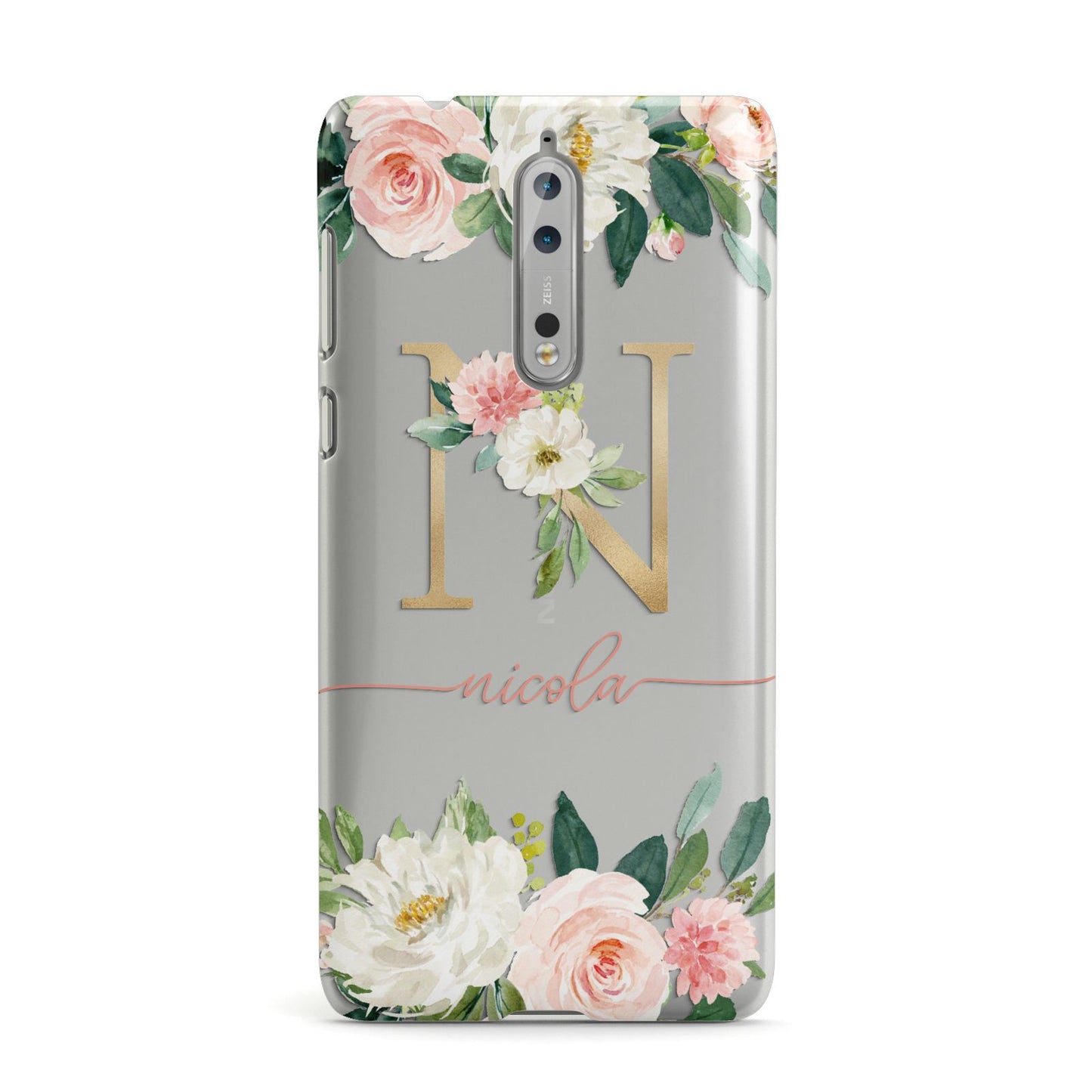Personalised Blush Floral Monogram Nokia Case