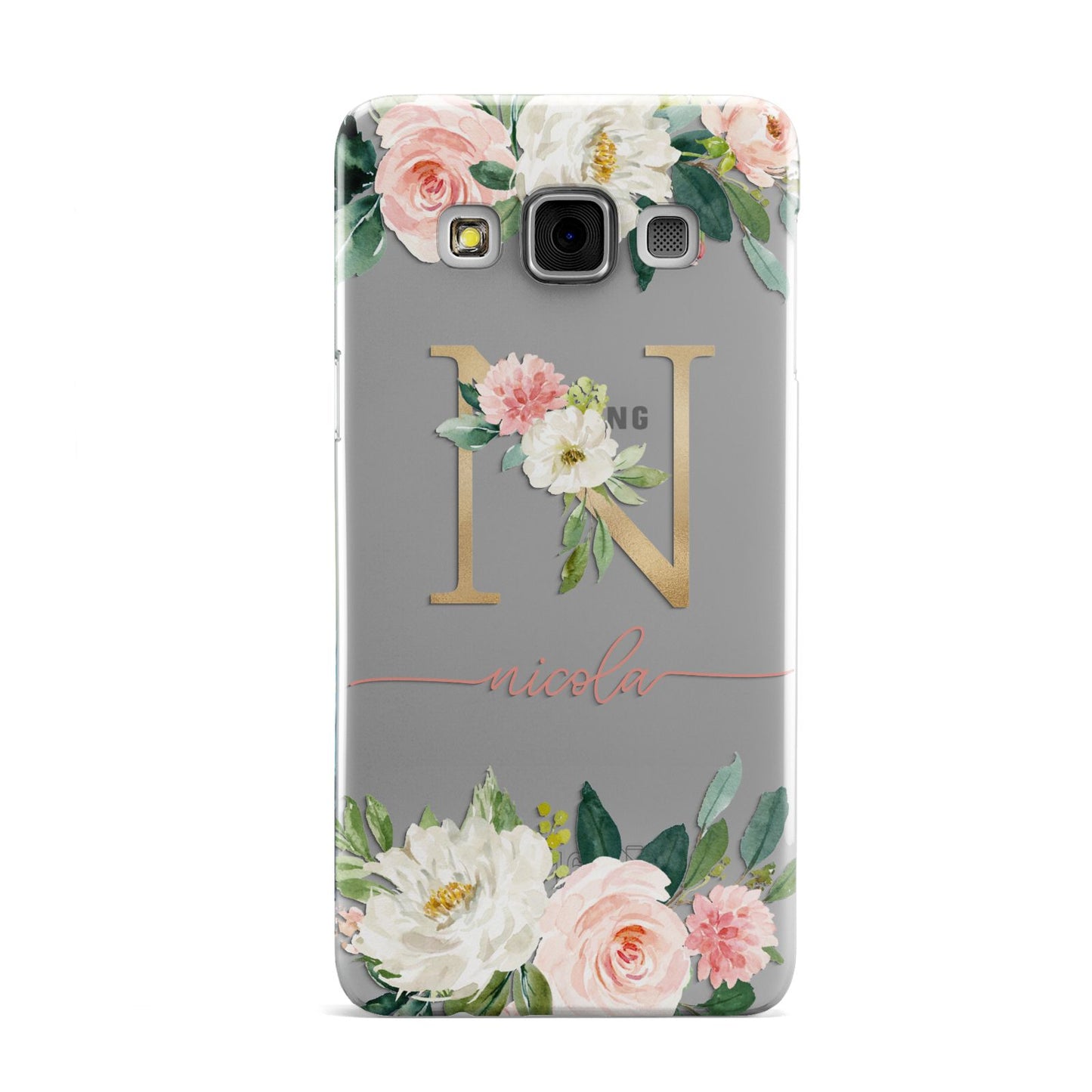Personalised Blush Floral Monogram Samsung Galaxy A3 Case