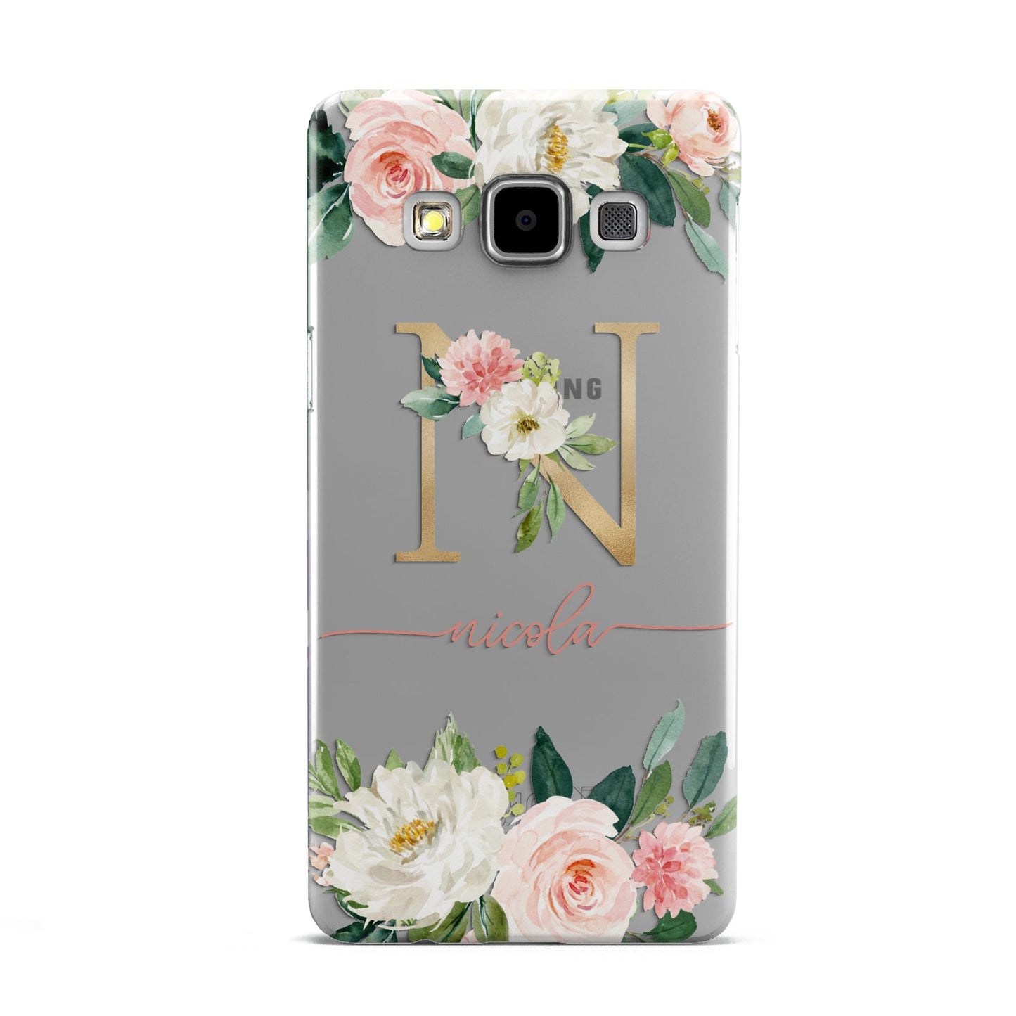 Personalised Blush Floral Monogram Samsung Galaxy A5 Case