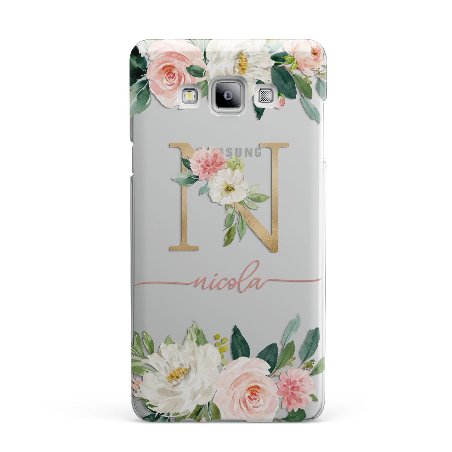 Personalised Blush Floral Monogram Samsung Galaxy A7 2015 Case