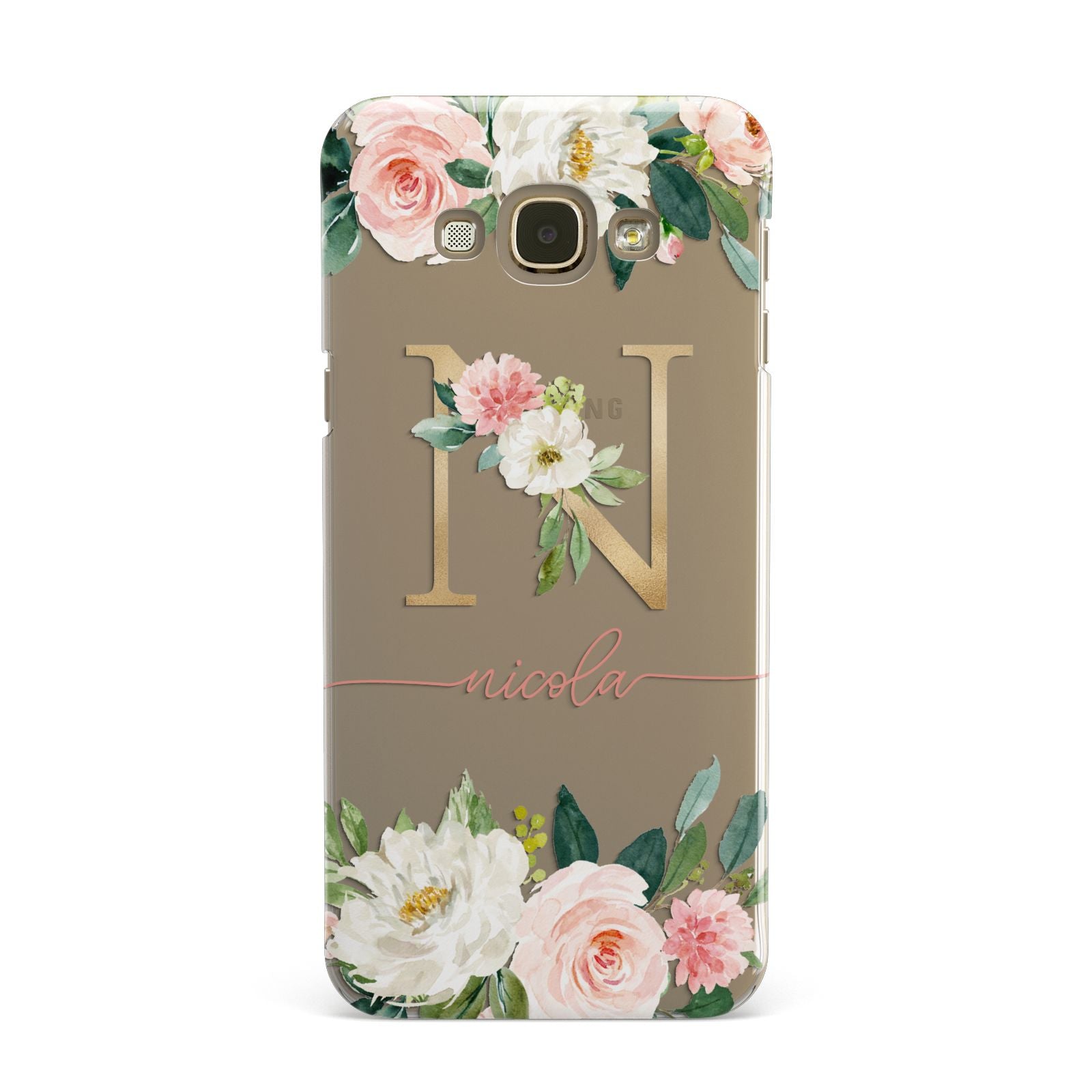 Personalised Blush Floral Monogram Samsung Galaxy A8 Case