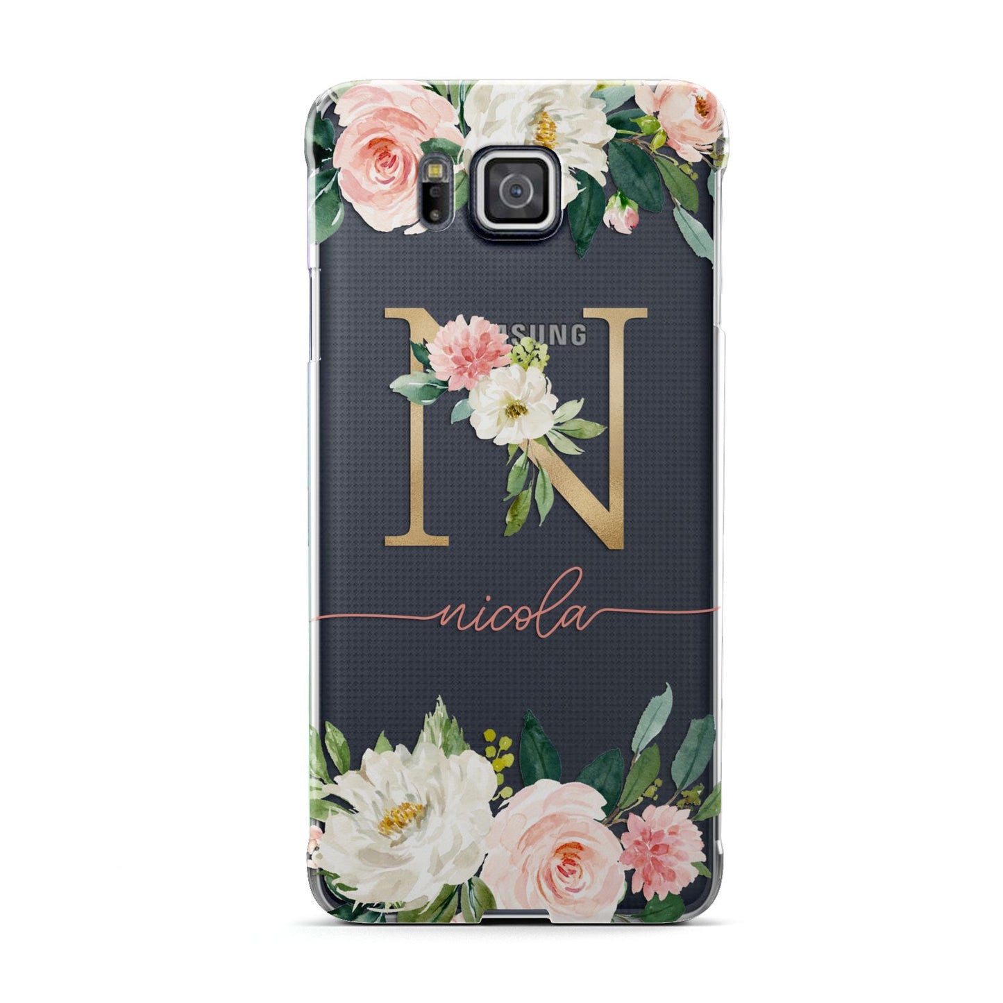 Personalised Blush Floral Monogram Samsung Galaxy Alpha Case