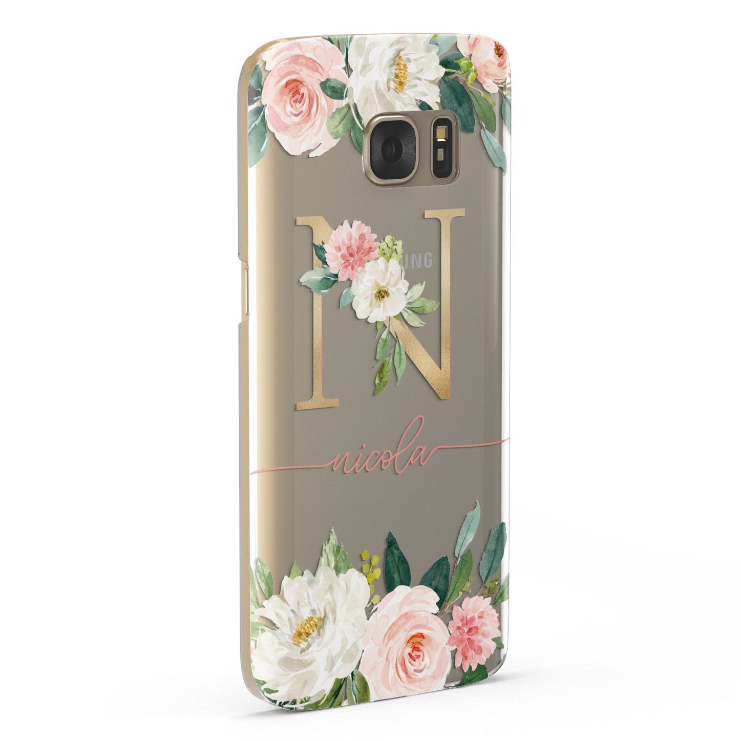 Personalised Blush Floral Monogram Samsung Galaxy Case Fourty Five Degrees