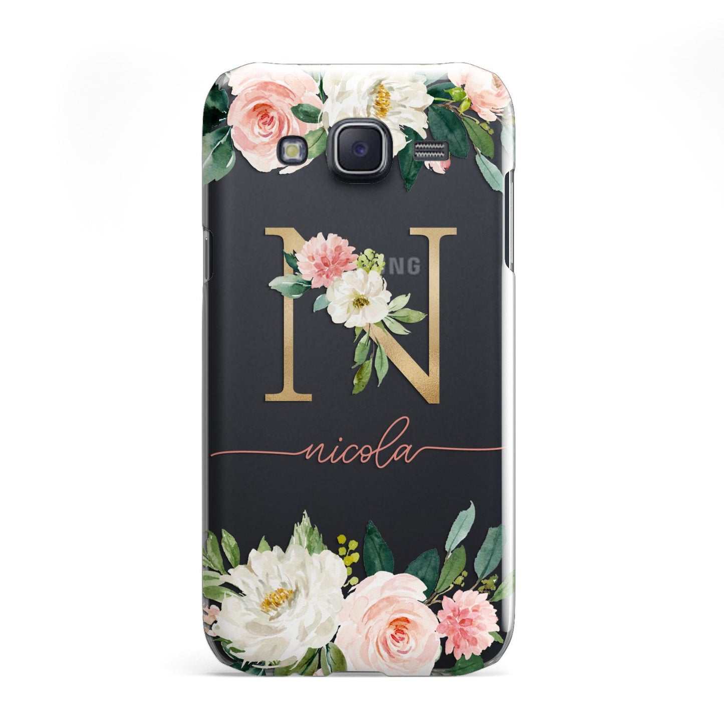 Personalised Blush Floral Monogram Samsung Galaxy J5 Case