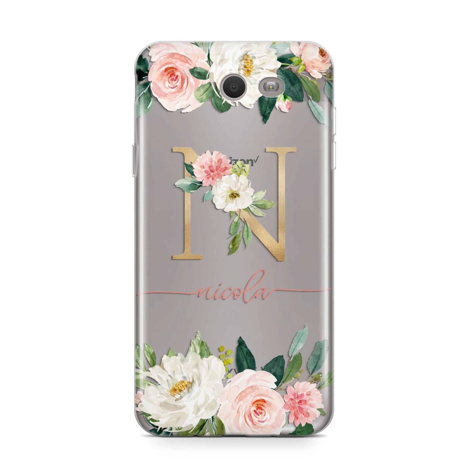 Personalised Blush Floral Monogram Samsung Galaxy J7 2017 Case