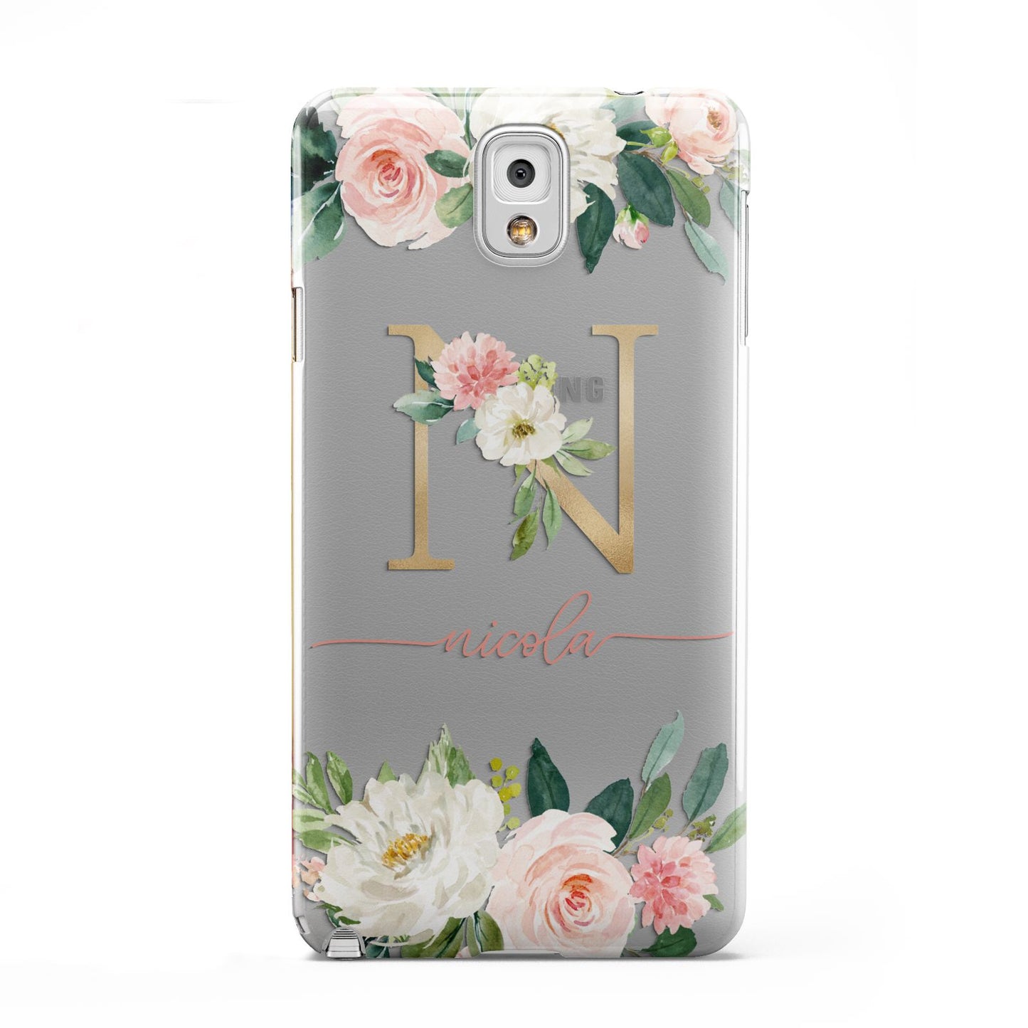 Personalised Blush Floral Monogram Samsung Galaxy Note 3 Case