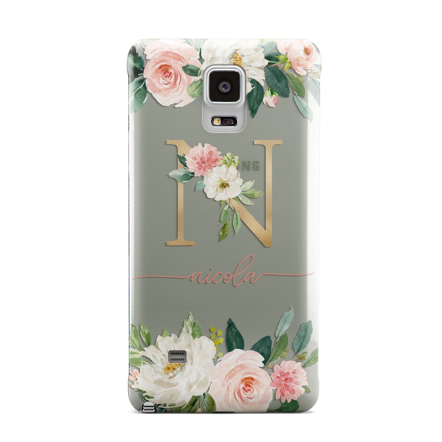 Personalised Blush Floral Monogram Samsung Galaxy Note 4 Case