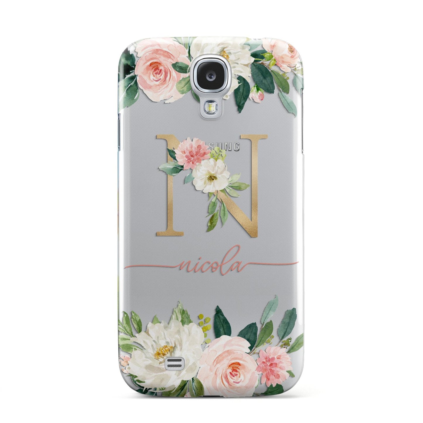 Personalised Blush Floral Monogram Samsung Galaxy S4 Case