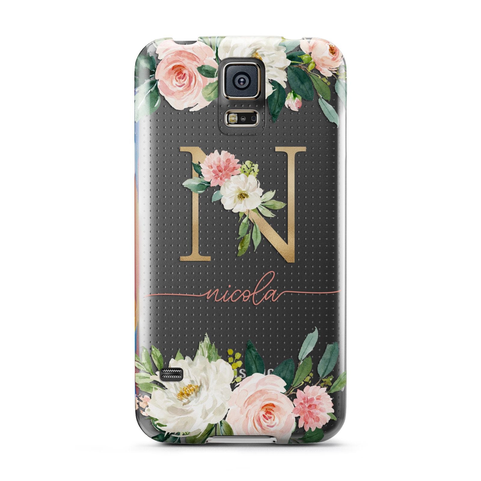 Personalised Blush Floral Monogram Samsung Galaxy S5 Case