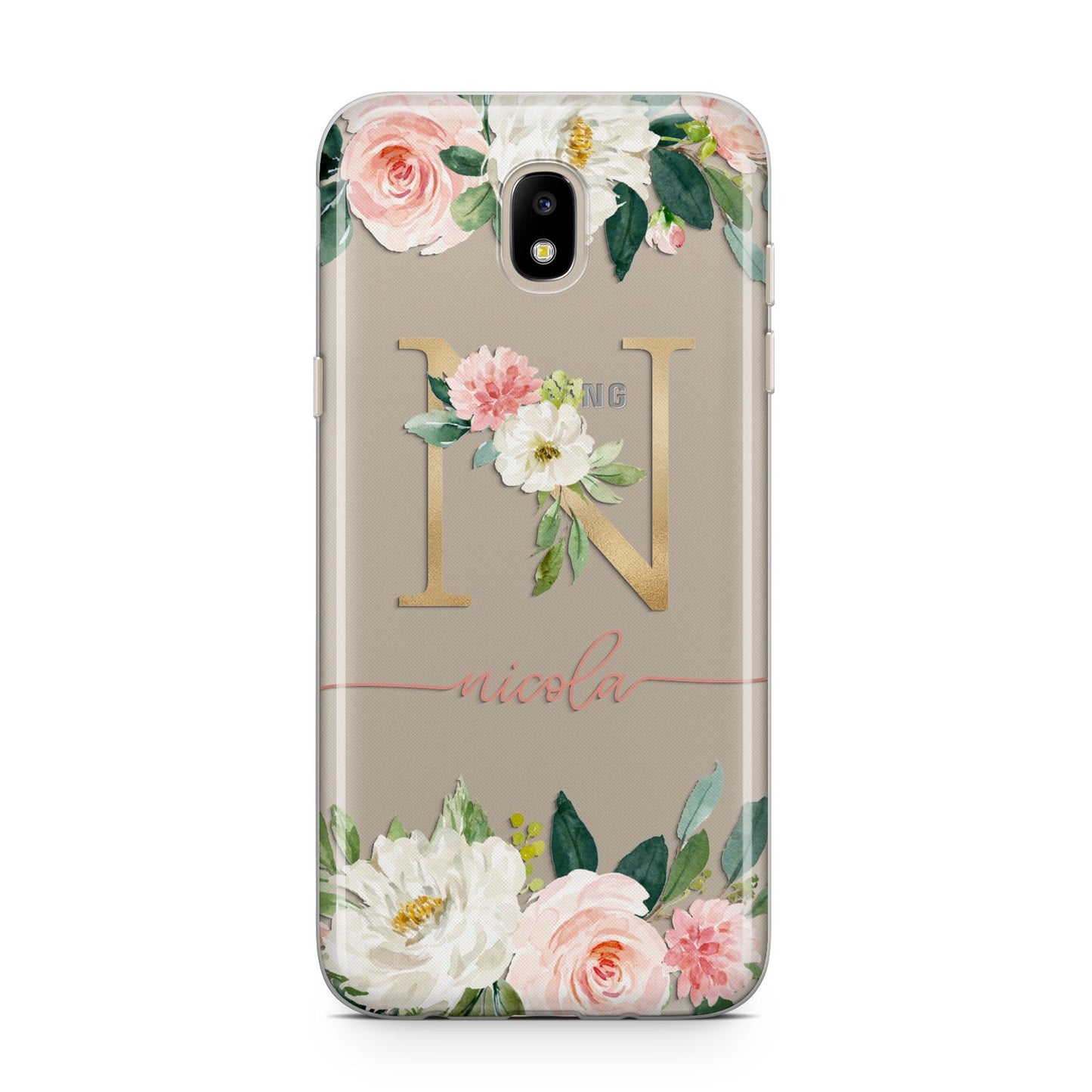 Personalised Blush Floral Monogram Samsung J5 2017 Case
