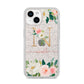 Personalised Blush Floral Monogram iPhone 14 Glitter Tough Case Starlight