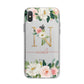 Personalised Blush Floral Monogram iPhone X Bumper Case on Silver iPhone Alternative Image 1