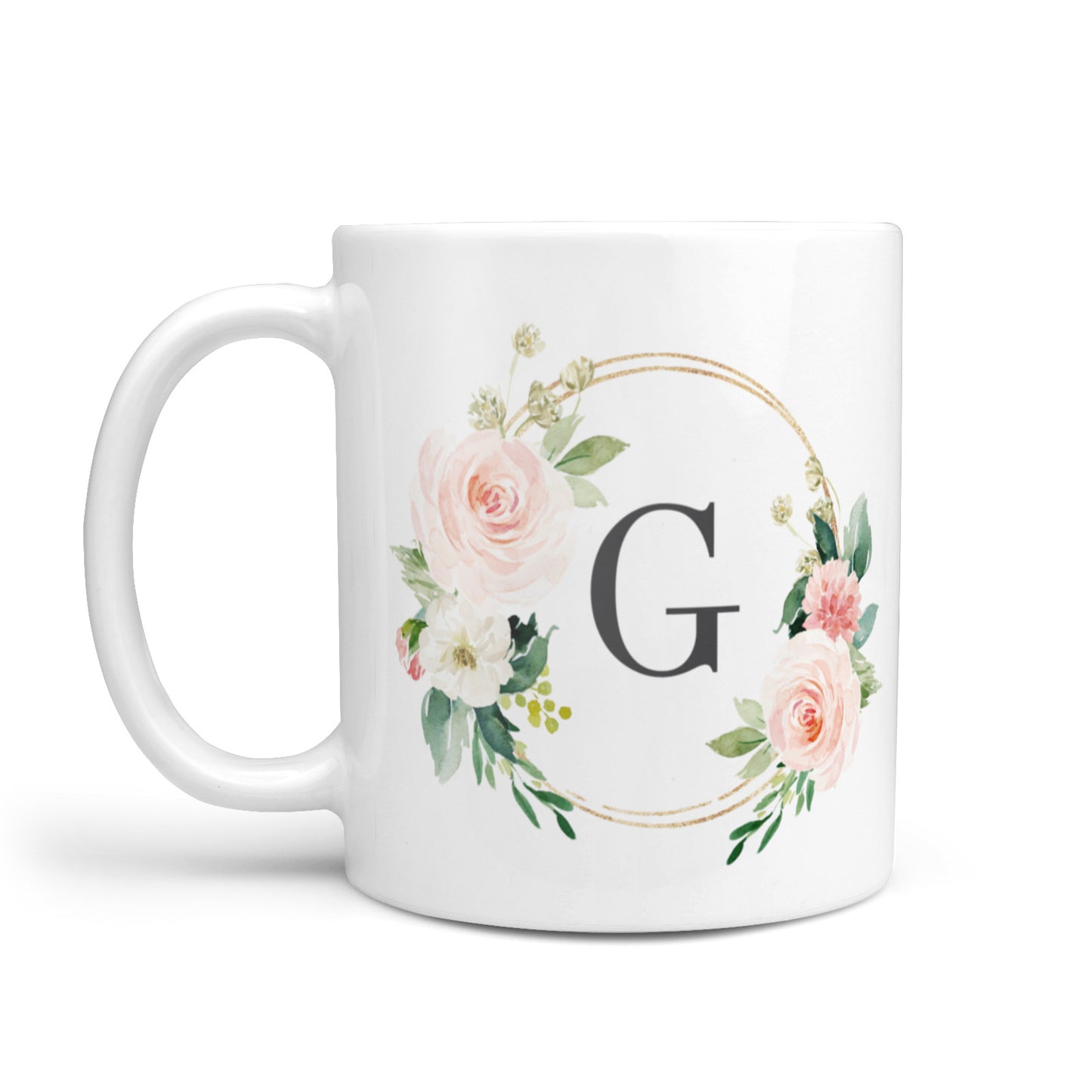 Personalised Blush Floral Wreath 10oz Mug Alternative Image 1