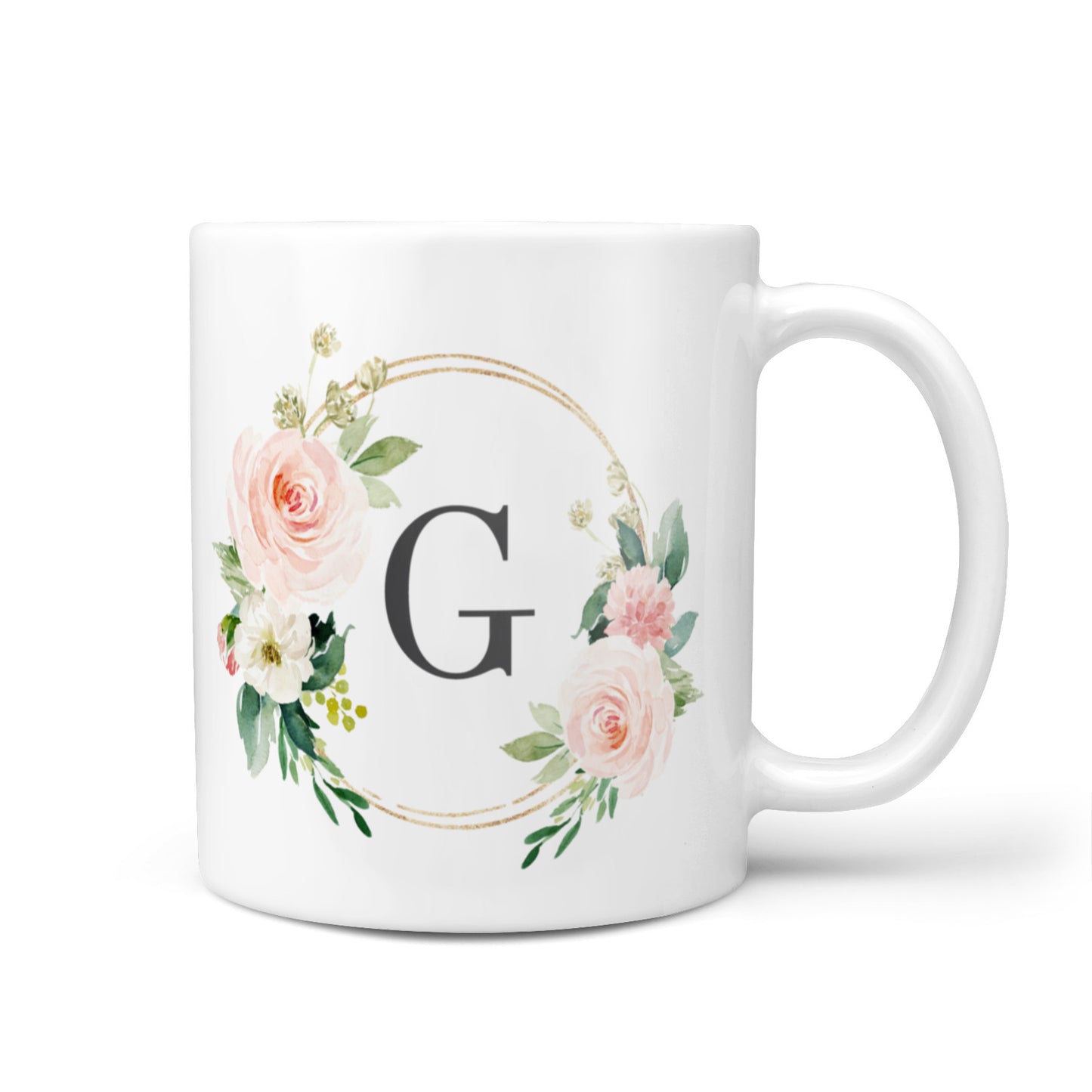 Personalised Blush Floral Wreath 10oz Mug