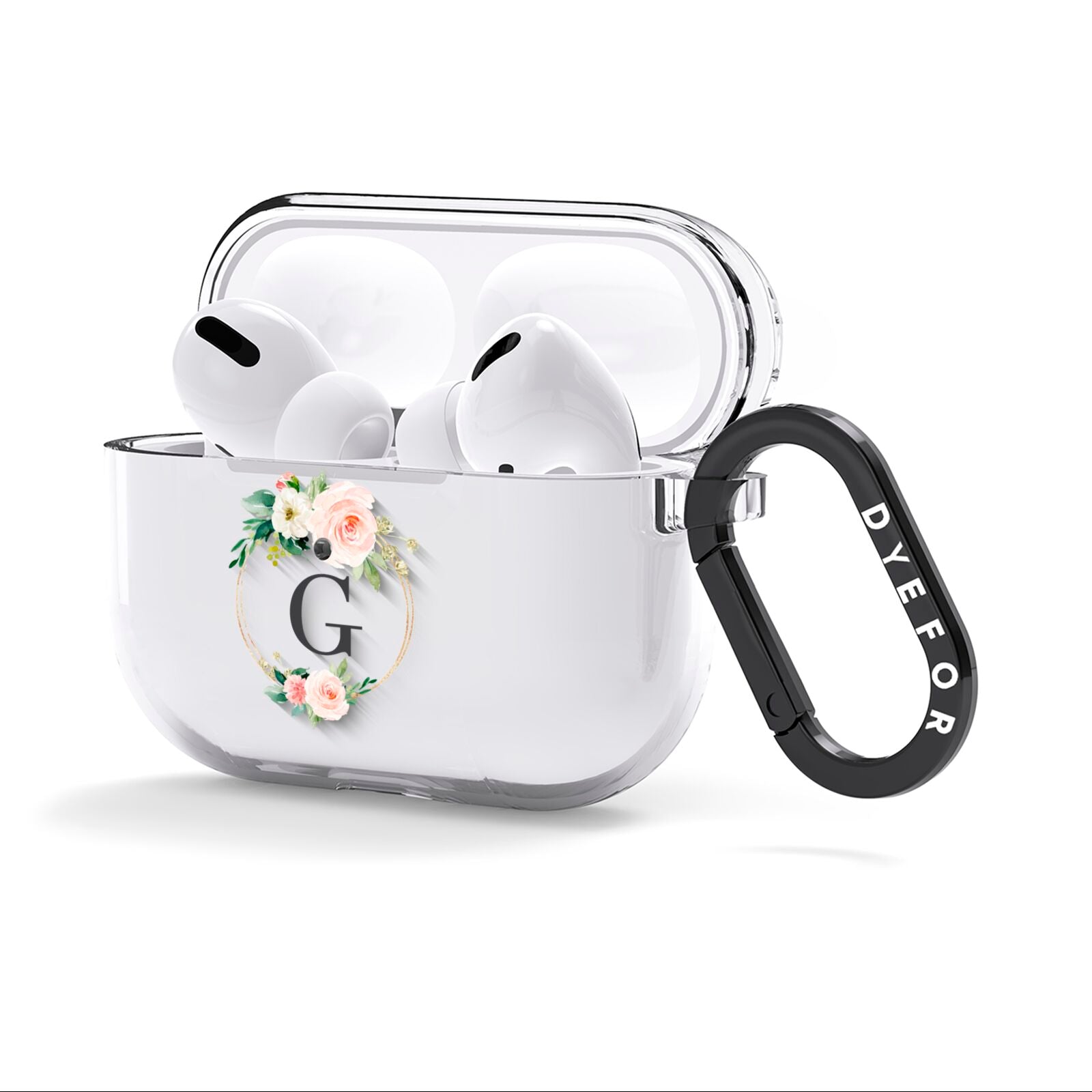 Personalised Blush Floral Wreath AirPods Clear Case 3rd Gen Side Image