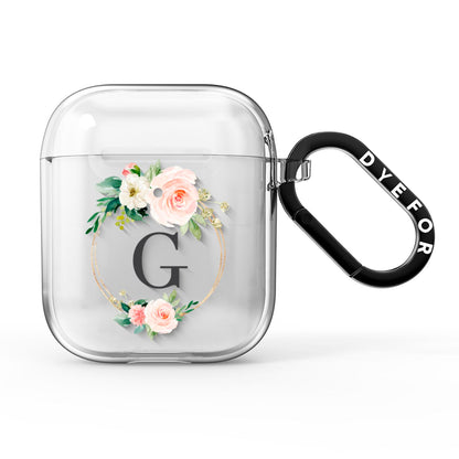 Personalised Blush Floral Wreath AirPods Clear Case