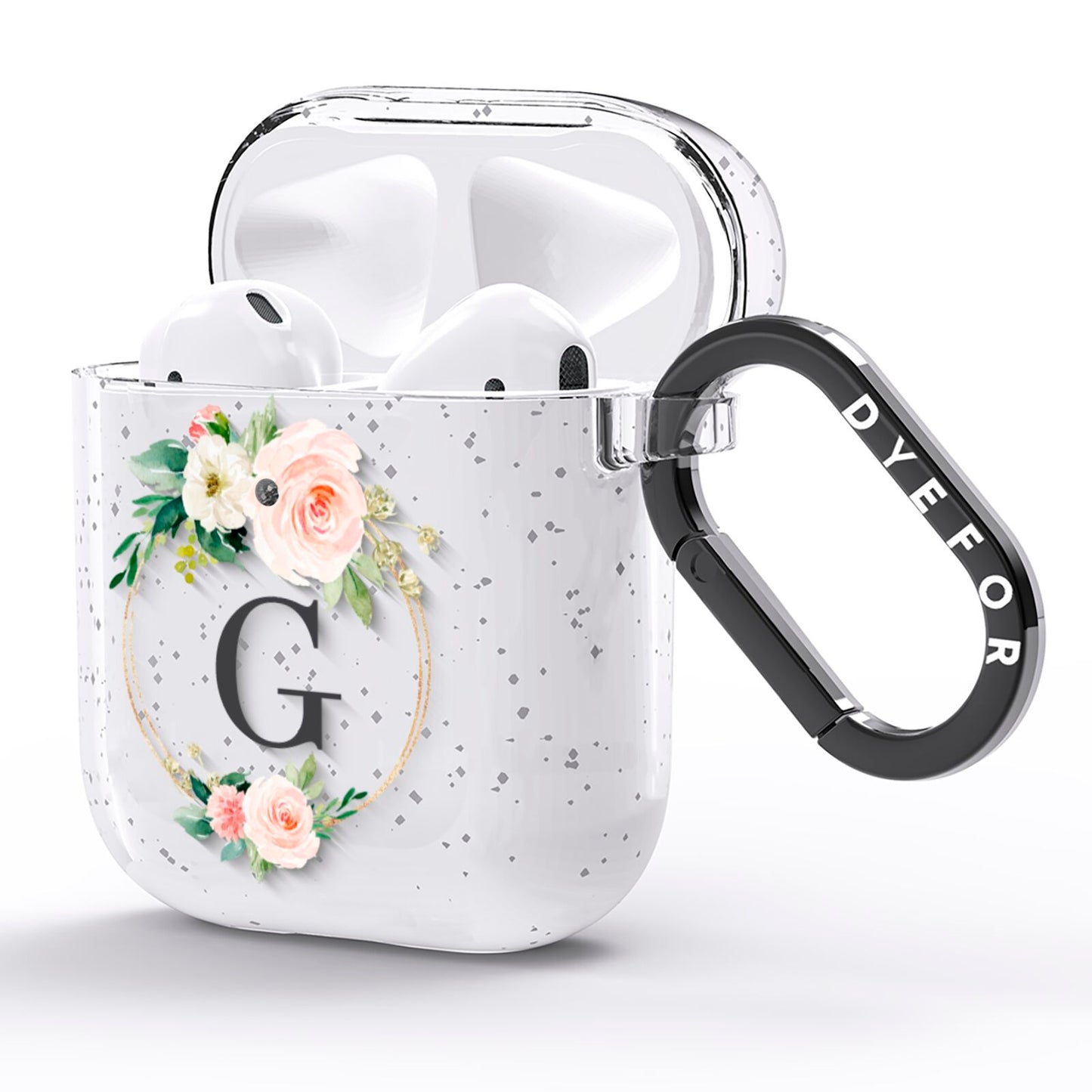 Personalised Blush Floral Wreath AirPods Glitter Case Side Image