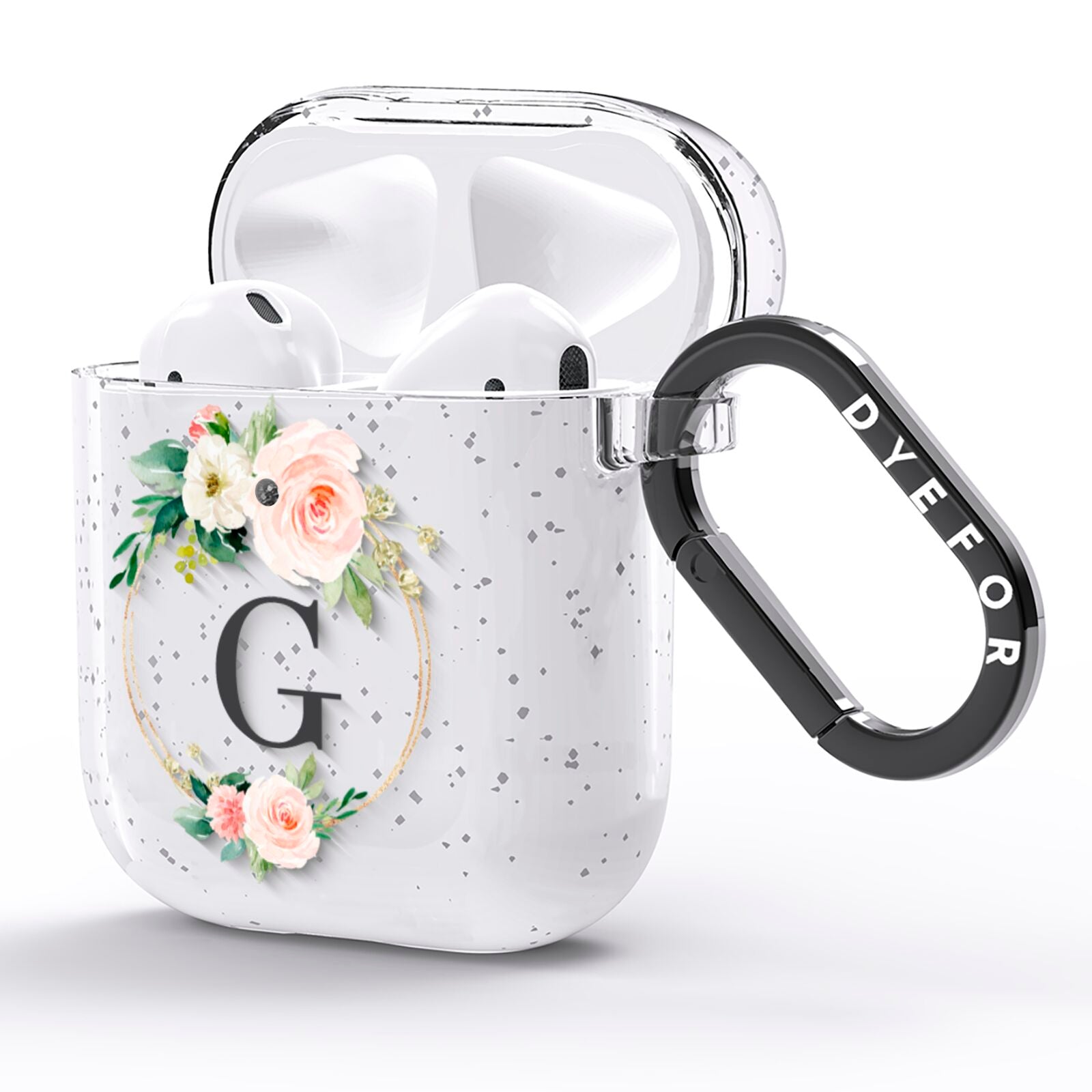 Personalised Blush Floral Wreath AirPods Glitter Case Side Image