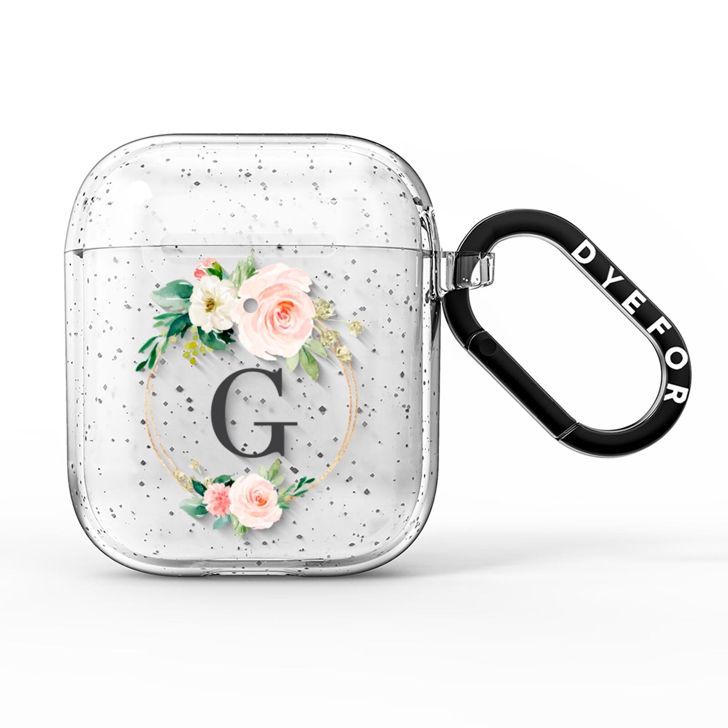 Personalised Blush Floral Wreath AirPods Glitter Case