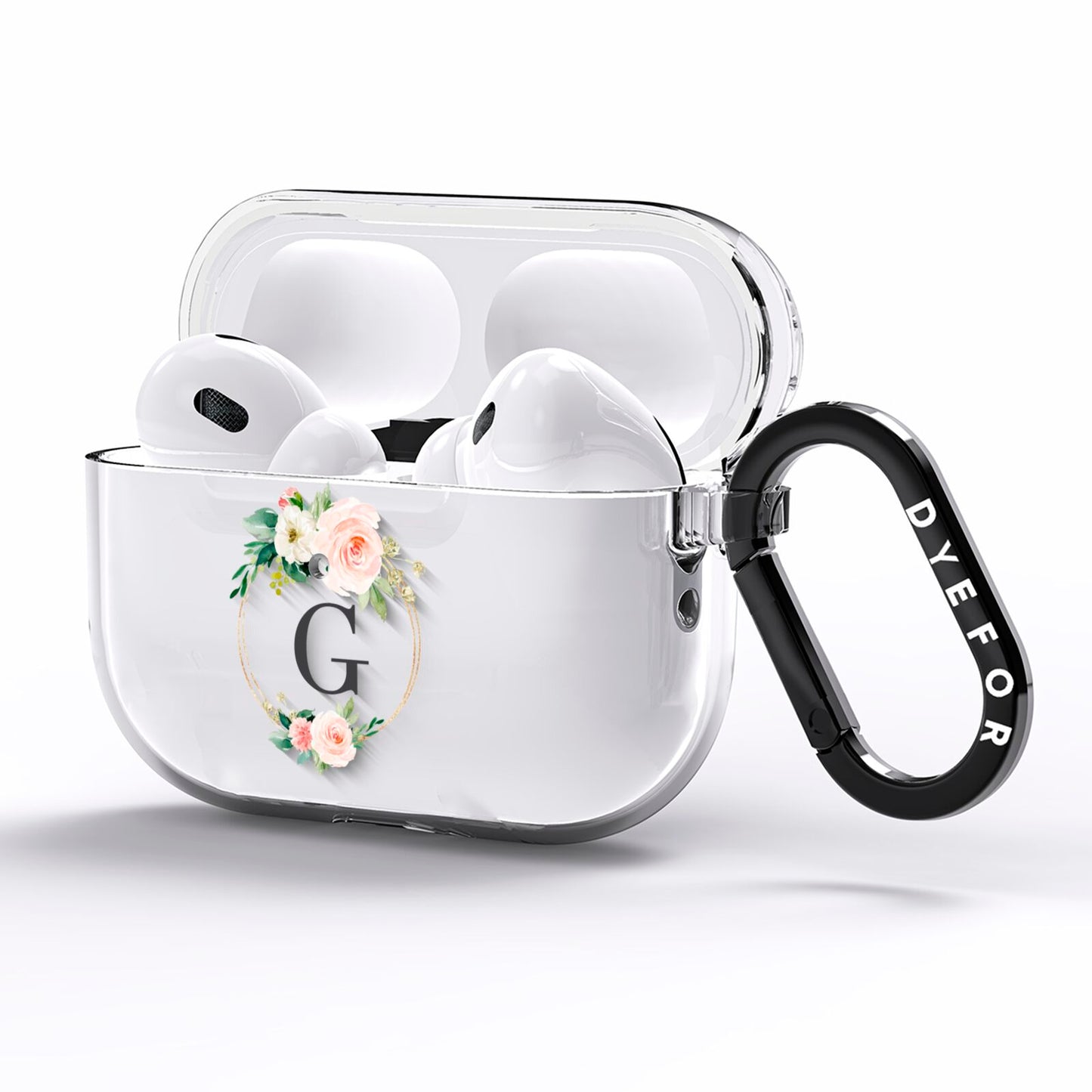 Personalised Blush Floral Wreath AirPods Pro Clear Case Side Image