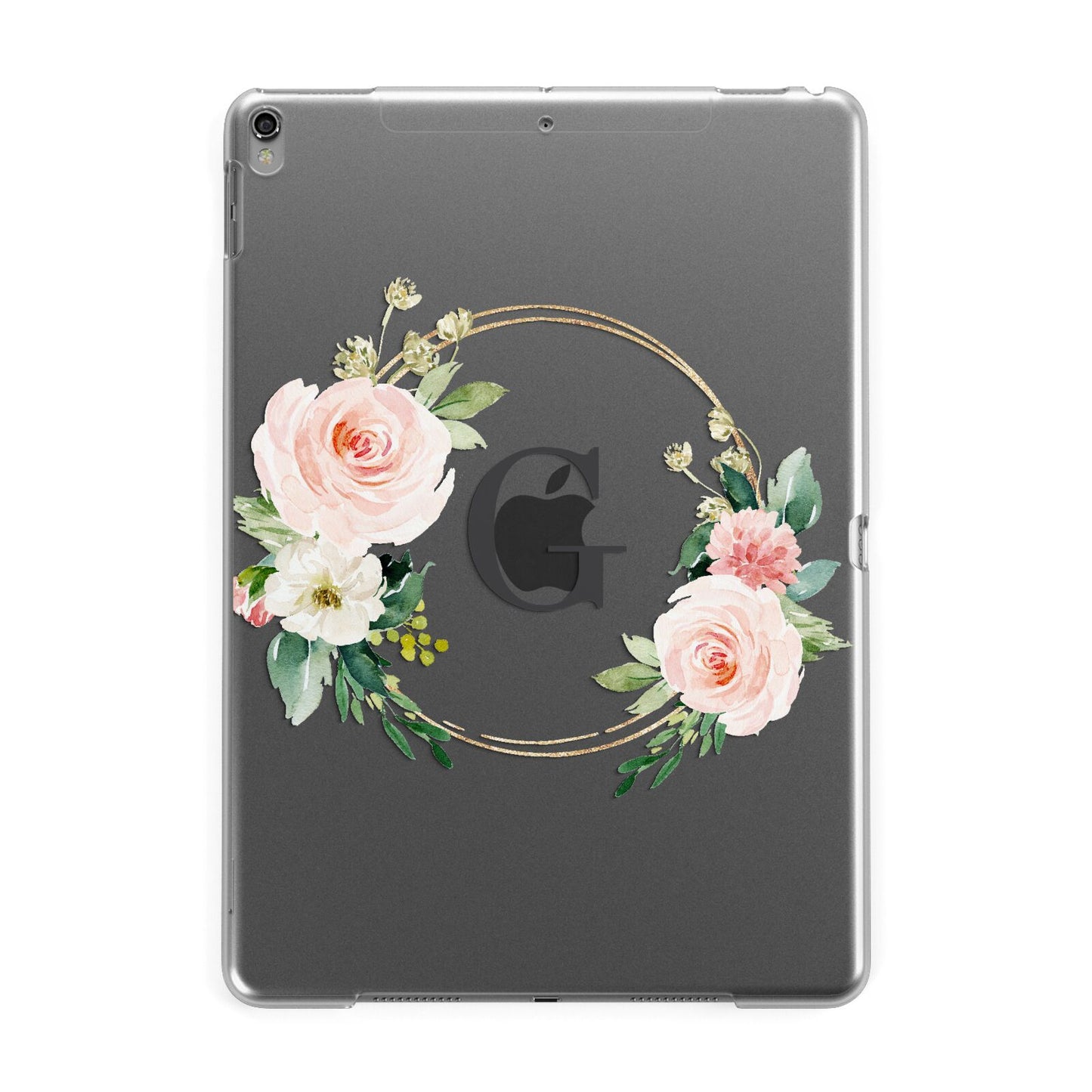 Personalised Blush Floral Wreath Apple iPad Grey Case