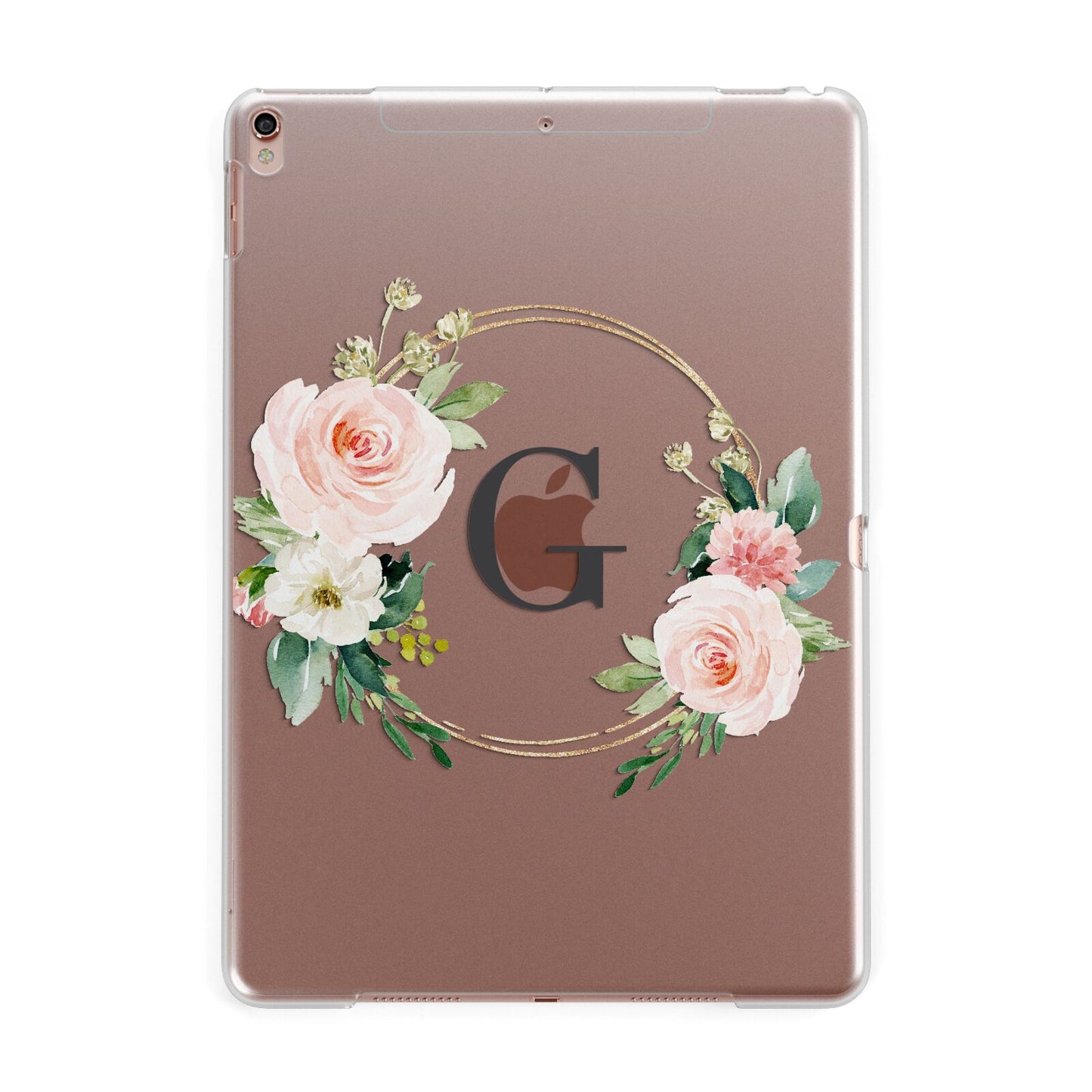 Personalised Blush Floral Wreath Apple iPad Rose Gold Case