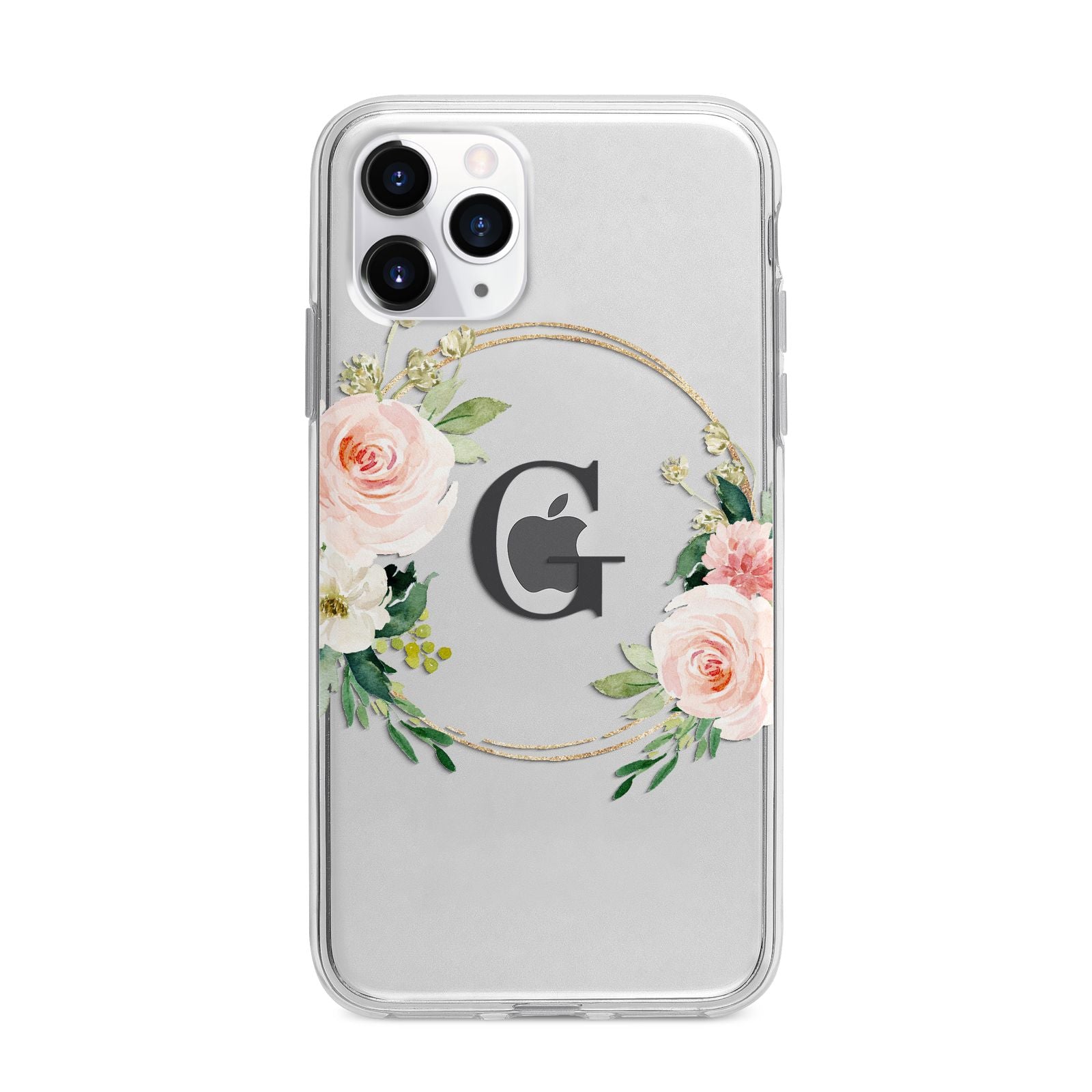 Personalised Blush Floral Wreath Apple iPhone 11 Pro Max in Silver with Bumper Case