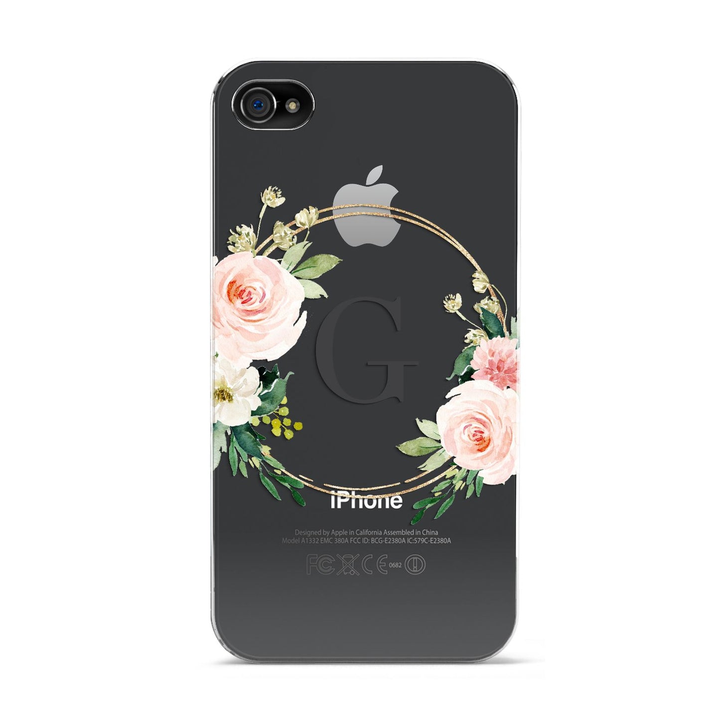 Personalised Blush Floral Wreath Apple iPhone 4s Case