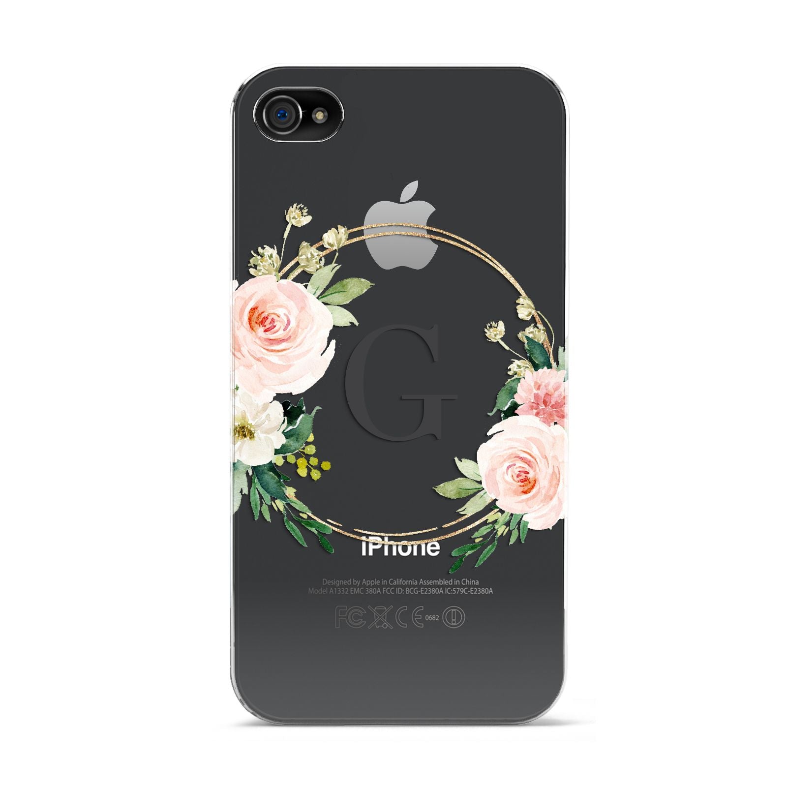 Personalised Blush Floral Wreath Apple iPhone 4s Case