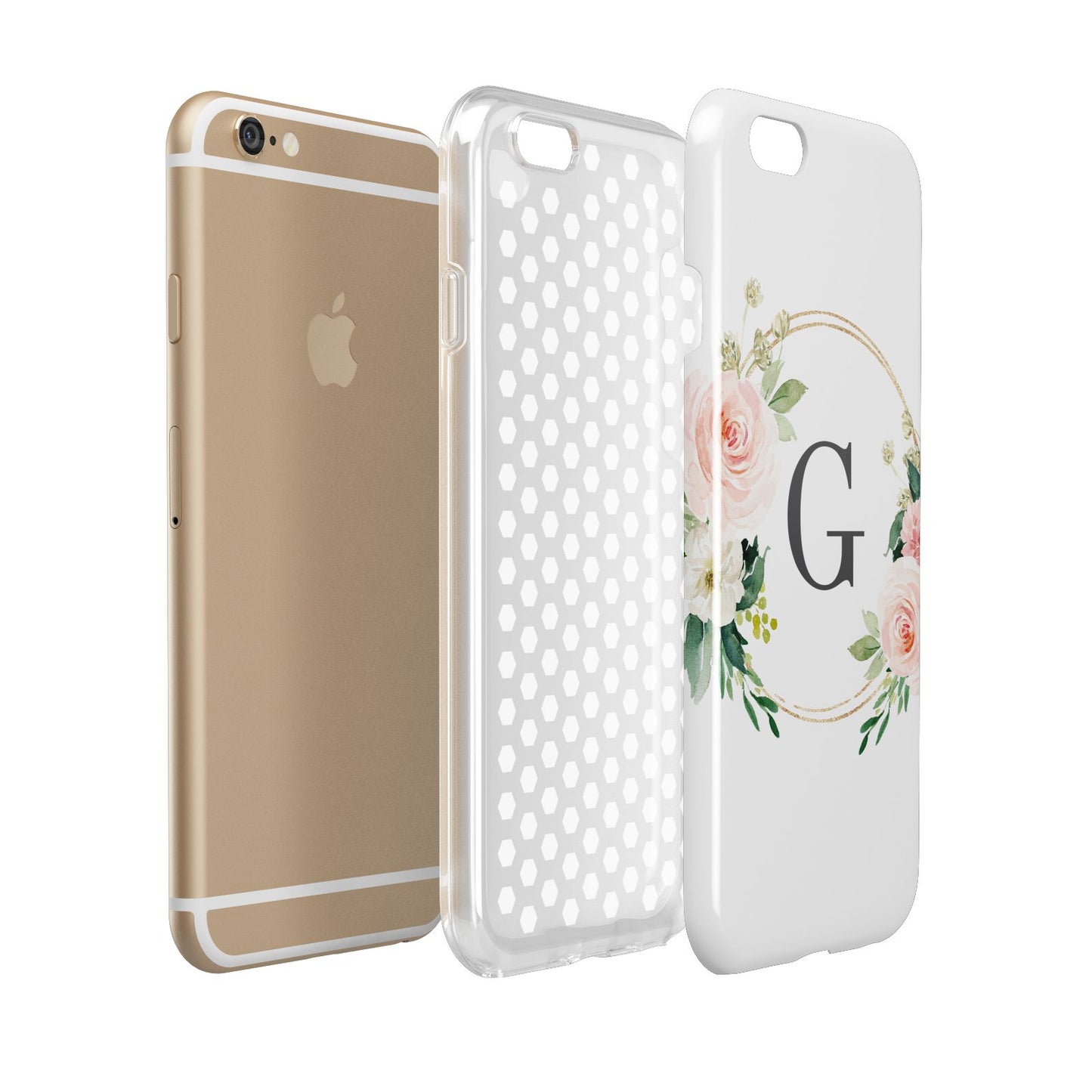 Personalised Blush Floral Wreath Apple iPhone 6 3D Tough Case Expanded view