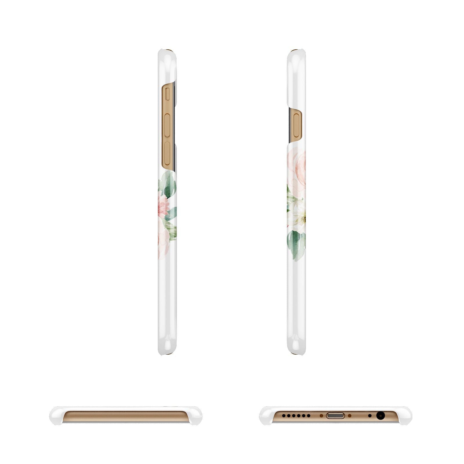 Personalised Blush Floral Wreath Apple iPhone 6 3D Wrap Snap Case Angled Images
